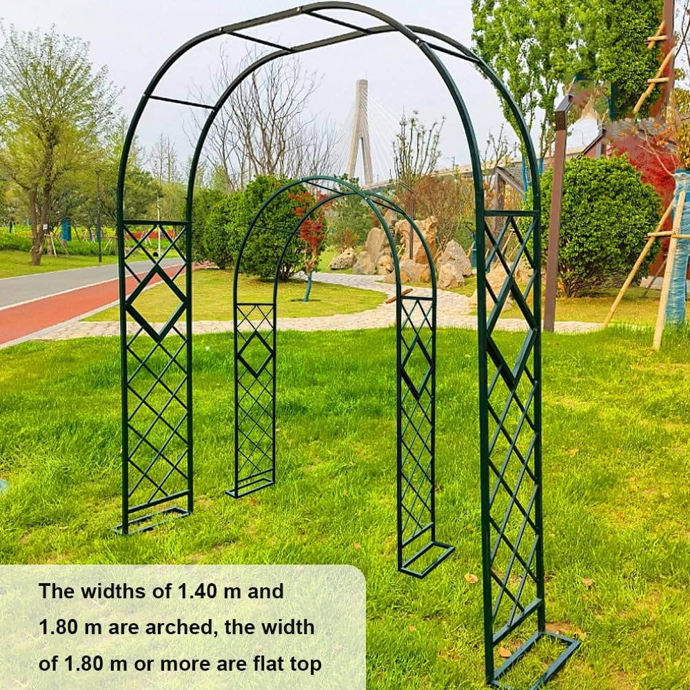 Wytrzymały łuk ogrodowy na rośliny pnące, róże, winorośl, zagęszczony metalowy altana, dekoracja ślubna, łuk pergola na trawnik, patio 1,40 m, 1,80 m, 2,0 m, 2,20 m, 2,40 m, 2,40 m, czarny, 2