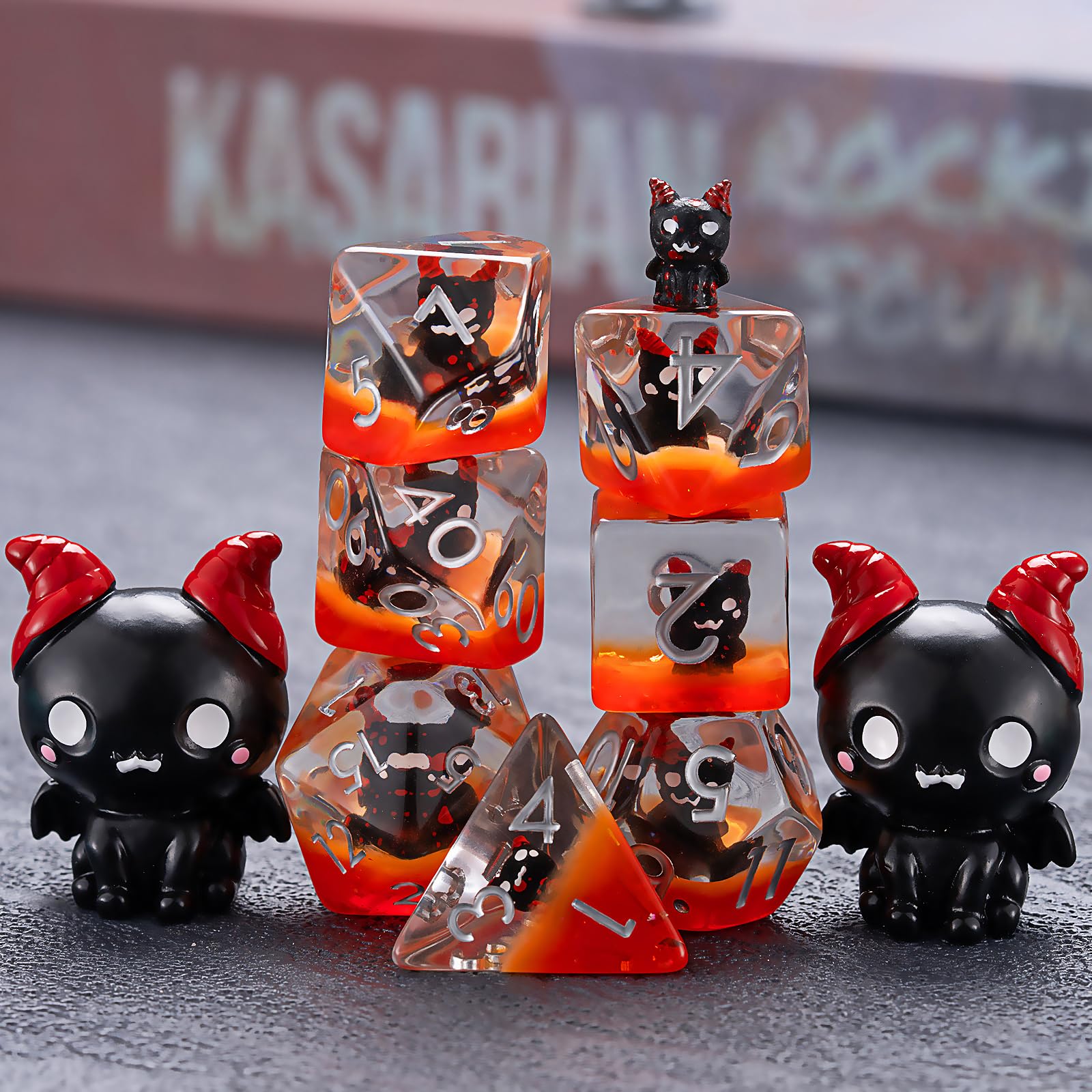 Devil DND Dice,Polyhedral Resin Dice Set,DND Dice Filled with Inclusion for Role Playing Games for 15 Years and Up — image 1
