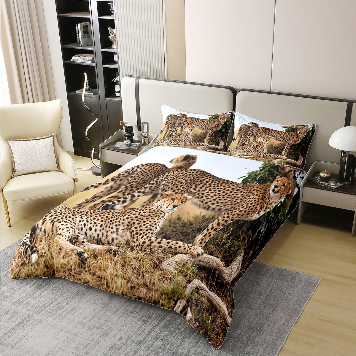 Loussiesd Girls Leopard Print Duvet Cover King Luxury Women Cheetah