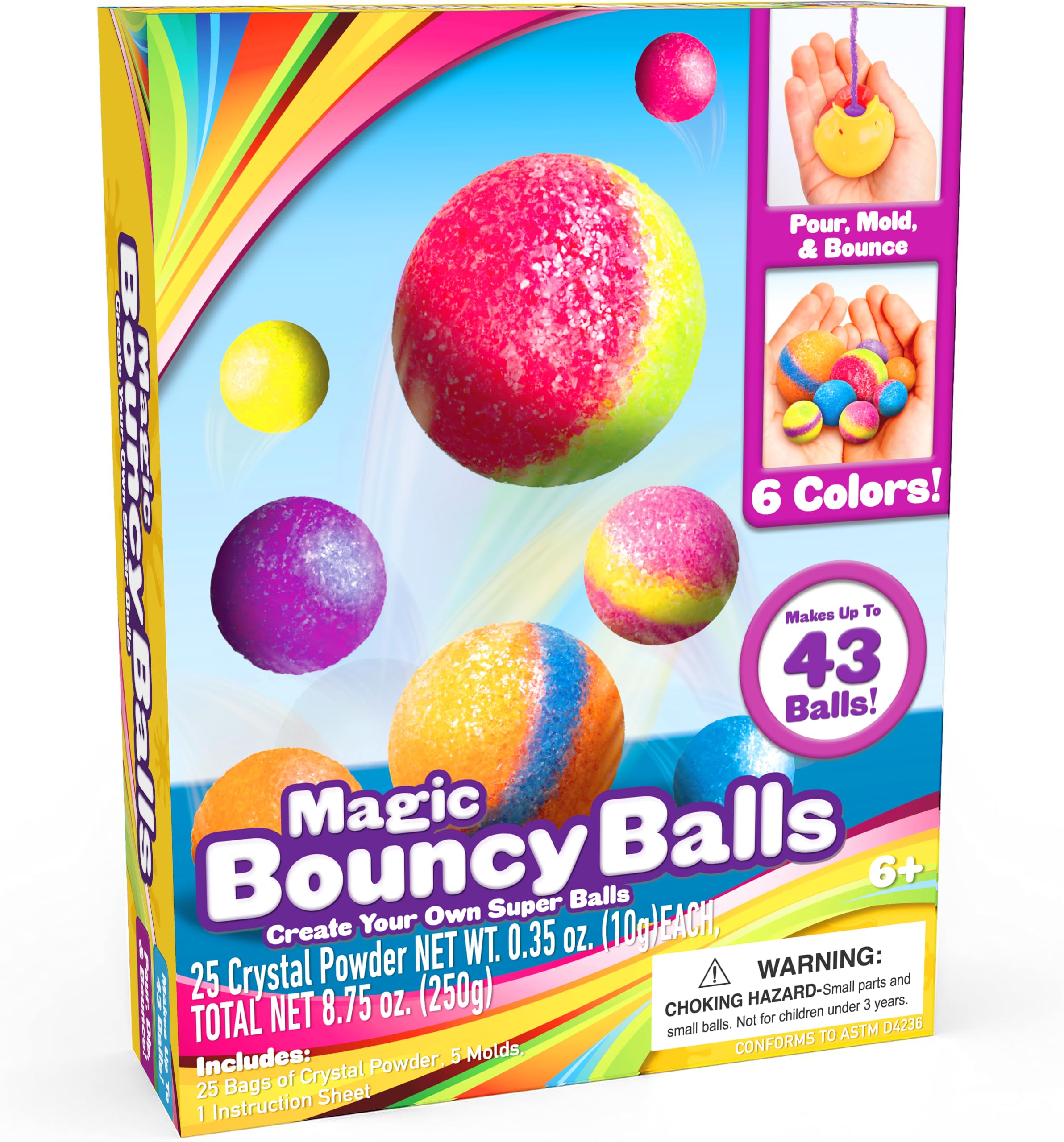 Creative Kids DIY Magic Bouncy Balls - 43 Ball Kit - STEM Science Toys