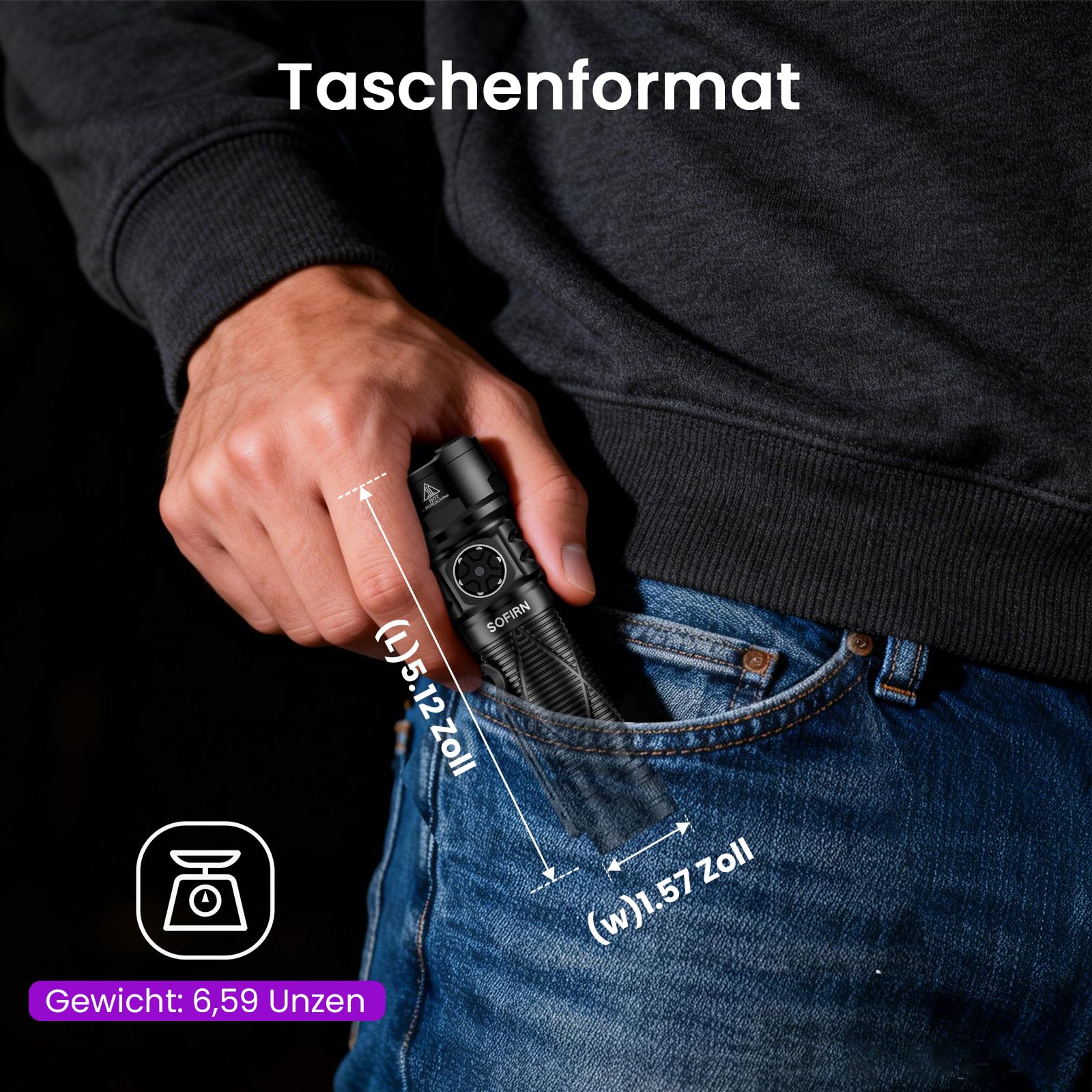 Sofirn SR15 UV Taschenlampe 365nm, UV Lampe Schwarzlicht Taschenlampen Aufladbar, IPX8 wasserdicht für Mineralien, Bernsteinsuche, Haustierurin-Erkennung, Harz, Reisen, Professionelle Inspektion