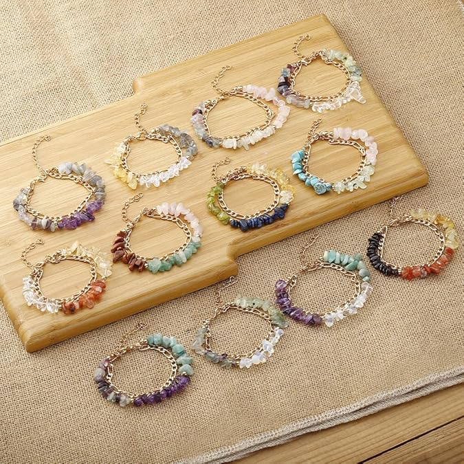 Zodiac Bracelets for Women Men, 12 Constellations Stone Beaded Chain Bracelet