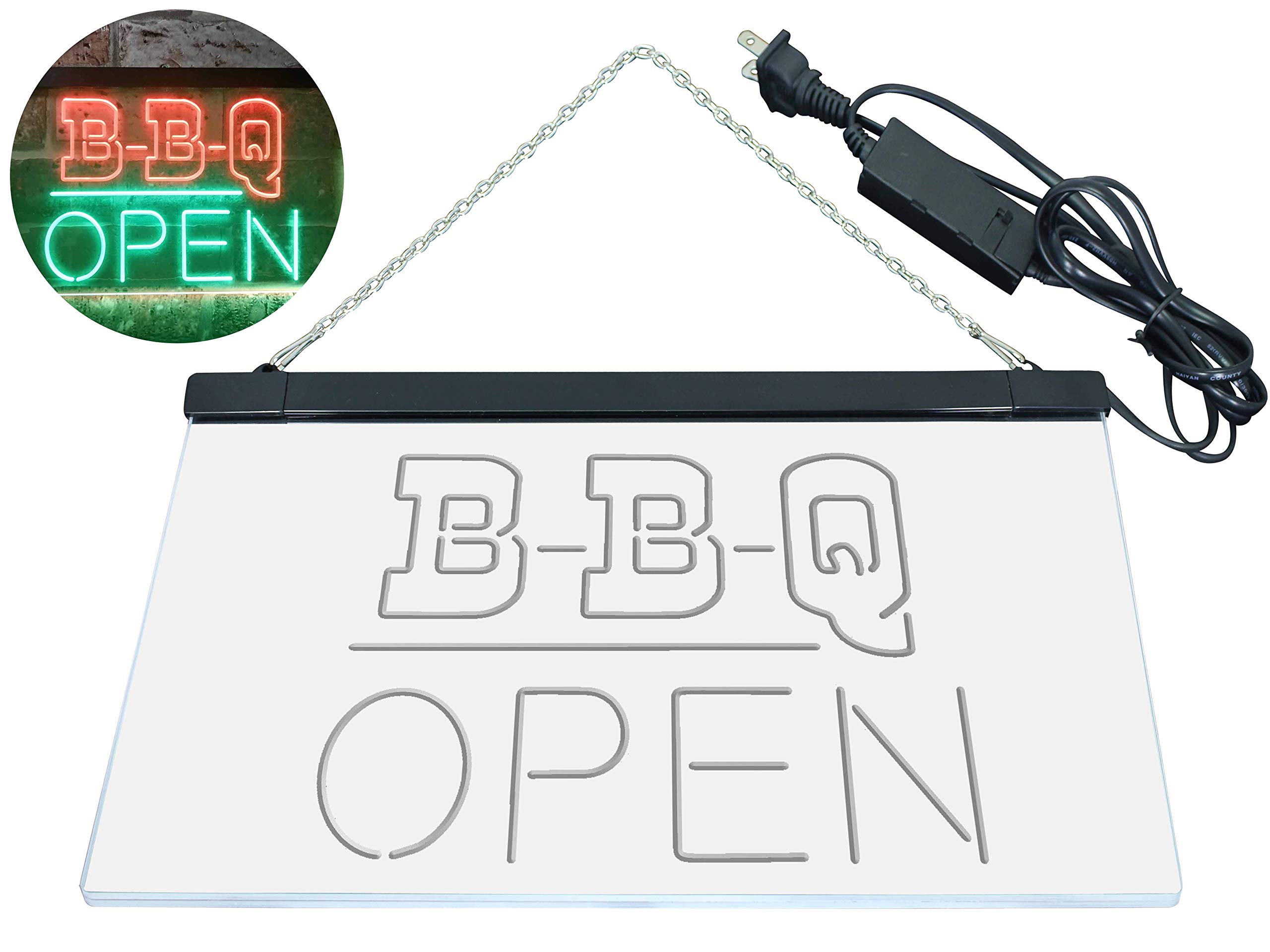 ADVPRO BBQ Open Display Dual Color LED Enseigne Lumineuse Neon Sign Vert et Rouge 400 x 300mm st6s43-i3290-gr