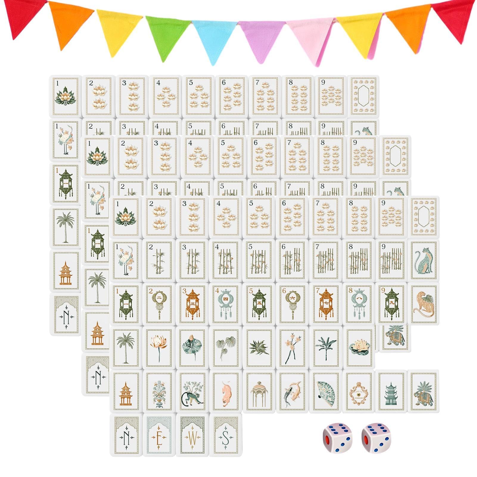 de Tuiles Mahjong 160 pièces en acrylique américain gravé avec dés