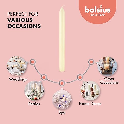 Miniatura 5 de BOLSIUS Ivory Dinner Candles - Juego de 10 velas rectas sin perfume de 9 pulgadas, 8 horas de tiempo de combustión, calidad europea premium, sin