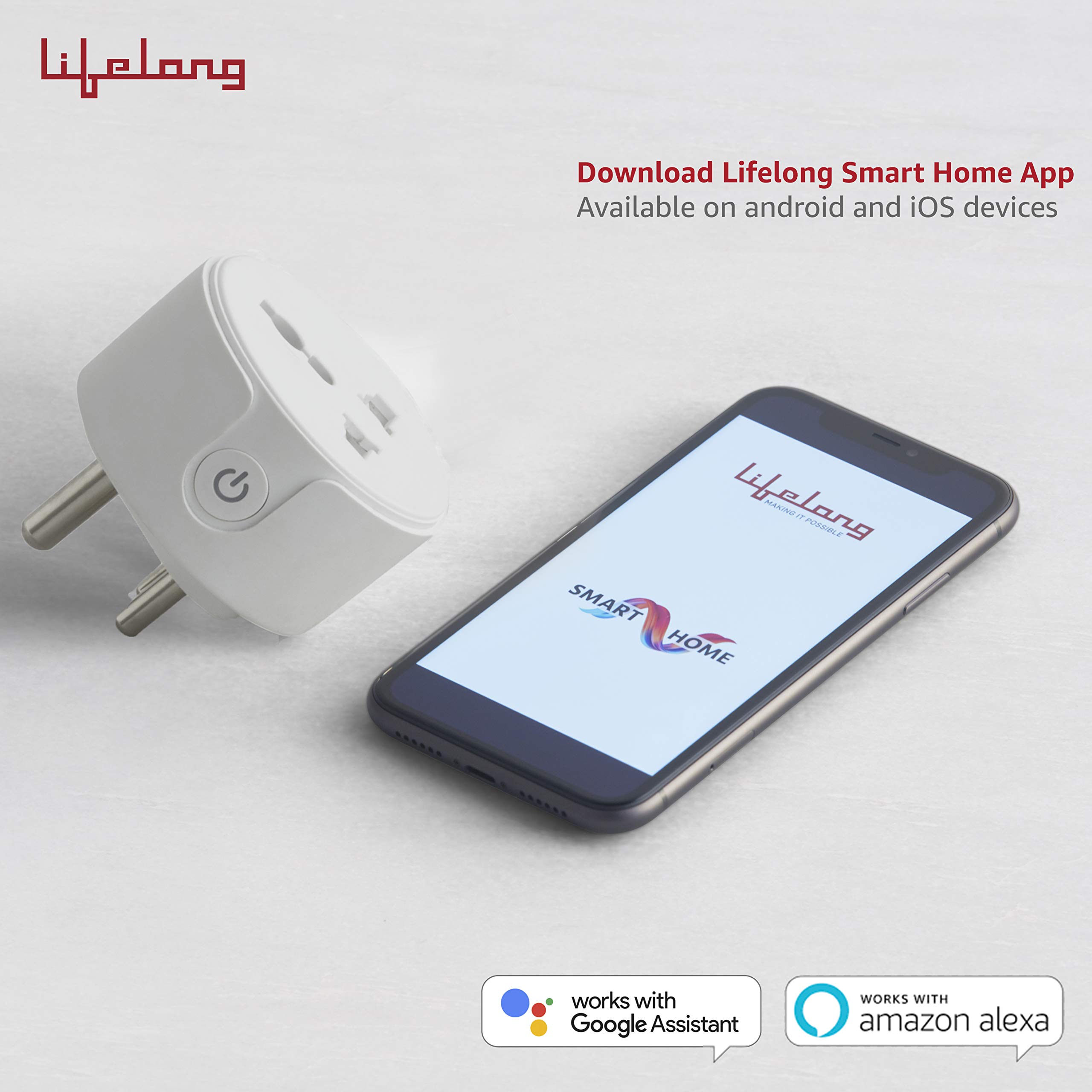 Lifelong 10A Smart Plug Suitable for Low Power Appliances such as Televisions, Electric kettle, Table fans, Set top box, Air purifiers(Compatible with Alexa and Assistant) — Amazon image 2