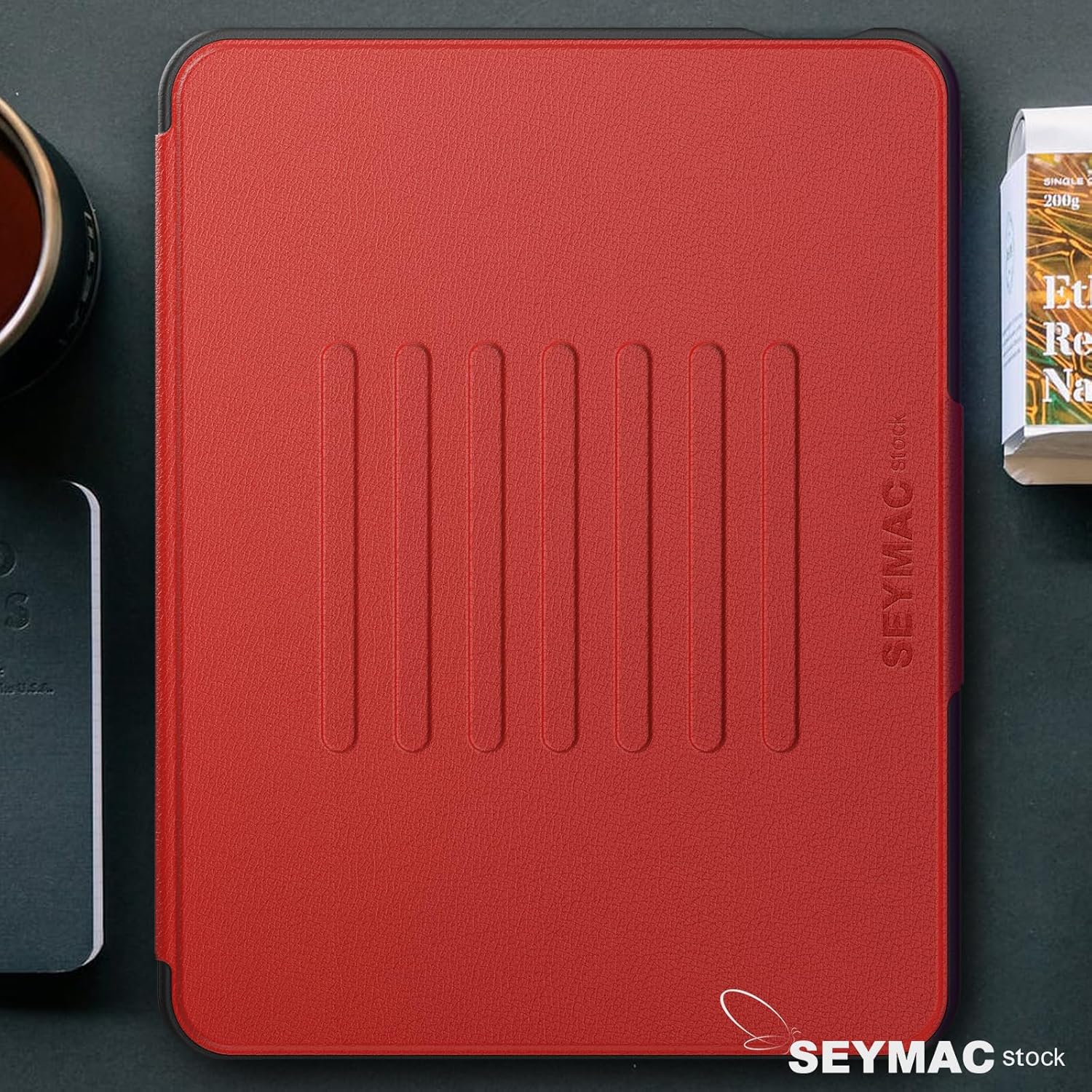SEYMAC stock Case for iPad Pro 11 inch (M4) 2024, Auto Sleep/Wake Case with Magnetic Multi-Angles Stand, Card Slot, Red