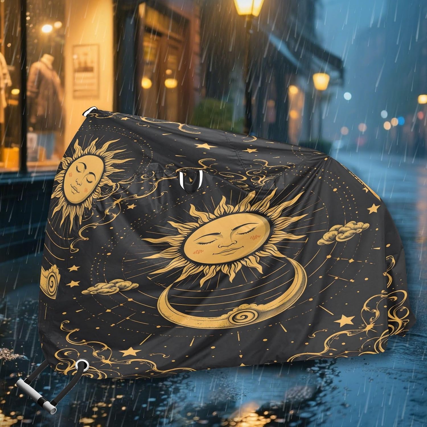ALAZA Sun Moon Cloud Alchemy Astrology Bike Cover Waterproof Outdoor Ebike Bicycle Covers Tarp Protection for 1/2 Bikes, Sun UV Dust Wind Proof