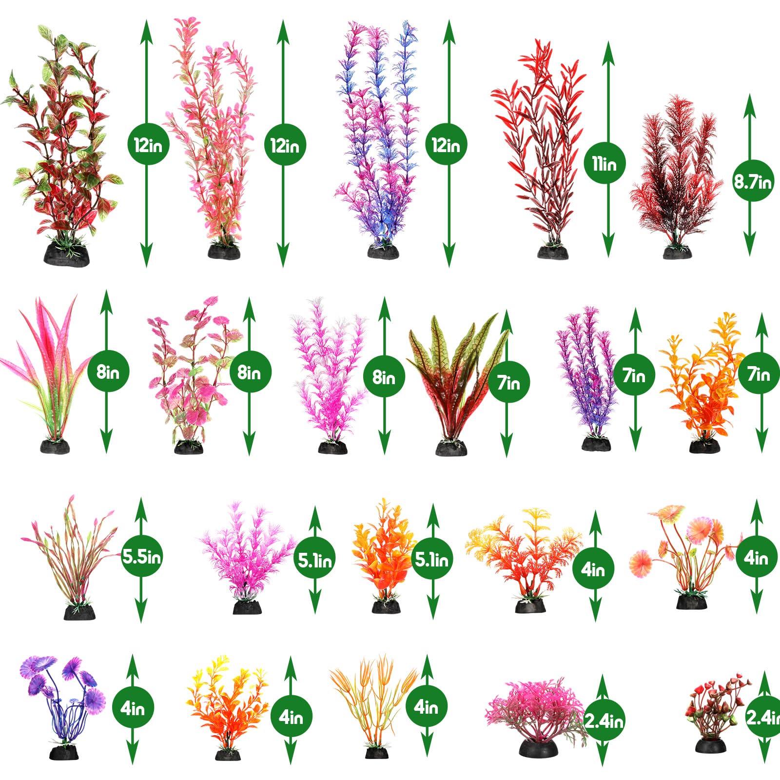 XunYee 100 Stück künstliche Aquariumdekorationen Kunststoff Aquarium Pflanzen Fisch Tank Pflanzen Schildkröte Betta Aquarium Zubehör Aquarium Dekor Kunststoffpflanzen für Haushalt und Büro Simulation