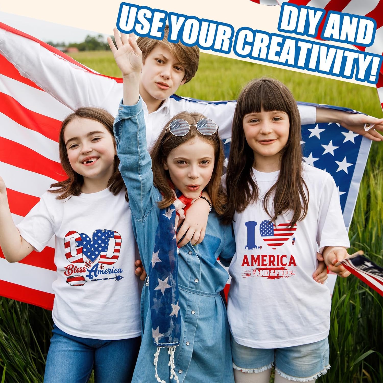 Resurhang 30 Sheets 4th of July Iron on Patches Memorial Day Decals Patriotic Iron on Transfers for T-Shirts 250th Anniversary Applique Heat Vinyl Stickers Decals for Clothes Pillow Bag DIY Crafts