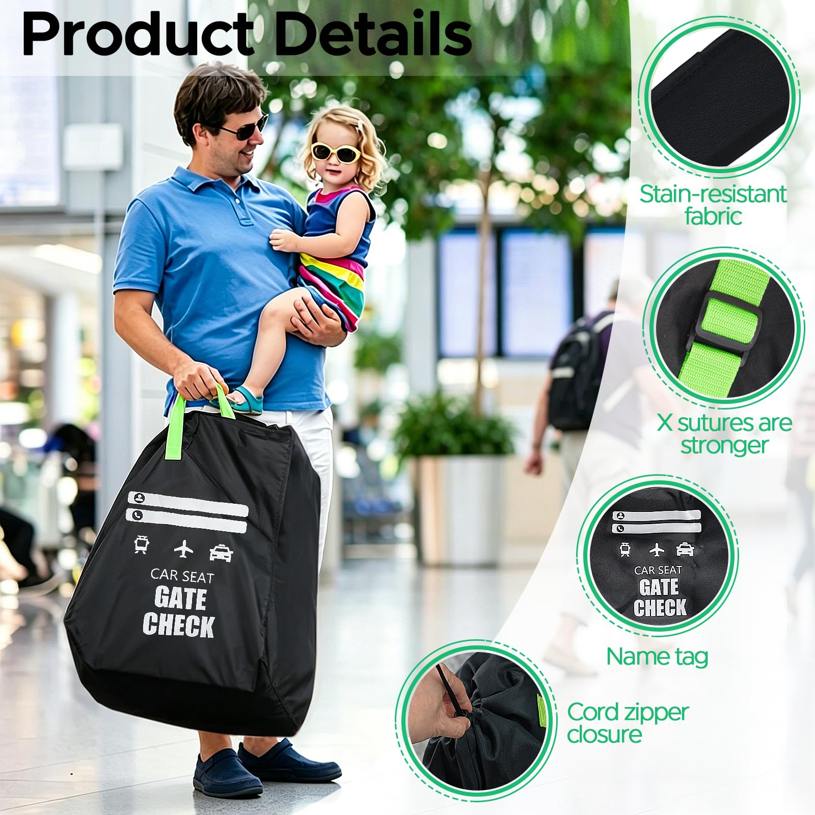 Staranry 91 x 46 x 46 cm Bolsa Carro Bebe Impermeable con Correa De Hombro, Oxford Bolso Carrito Bebe Ideal para Viaje Aéreo, Tamaño Universal, Se Adapta a La Mayoría De Los Asientos De Coche — view 3