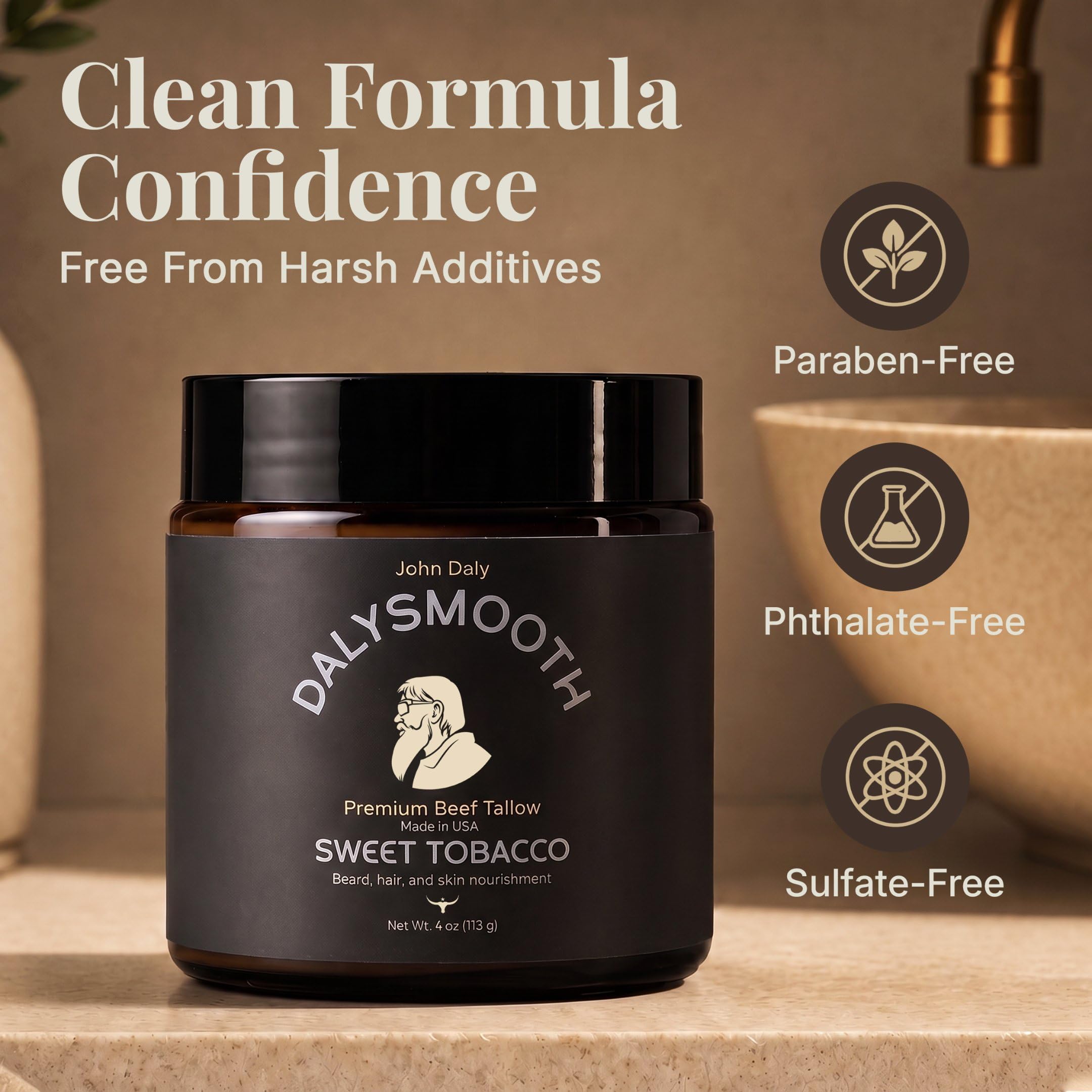 John Daly Sweet Tobacco Beef Tallow Balm Face & Beard 4oz