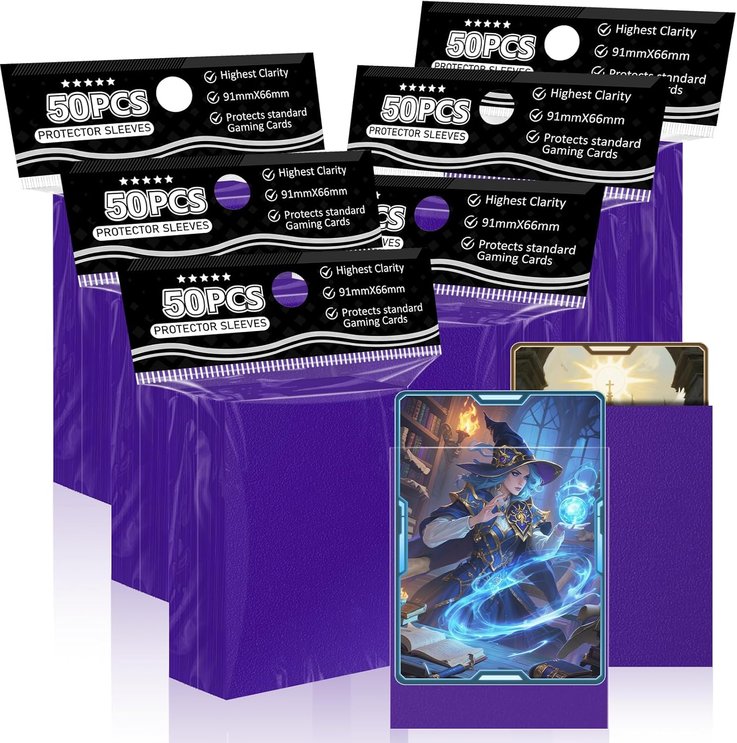 Trading Card Sleeves Perfect Fit TCG Matte Sleeves, Soft Sports Card Protector for Photocard Easy to Shuffle and Stack While Playing Card Game, Standard TCG Card Sleeves Purple