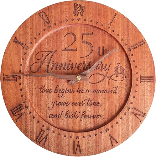 Reloj de aniversario personalizado, reloj familiar, reloj de madera grabado, regalo para el 25 aniversario de boda de los padres, decoraciones de