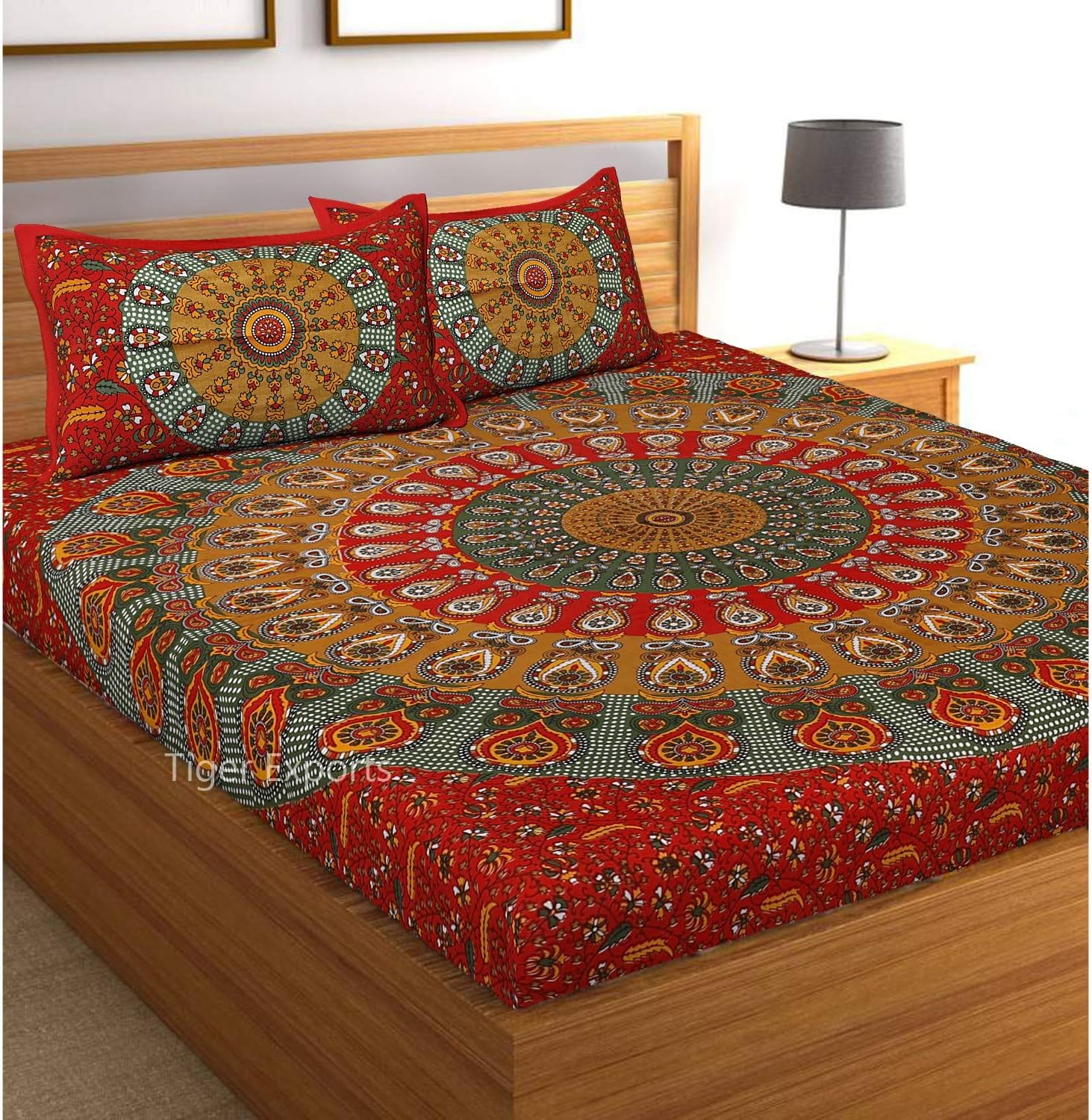 TIGER EXPORTS Cotton 144 TC Bedsheet (Red_Queen)