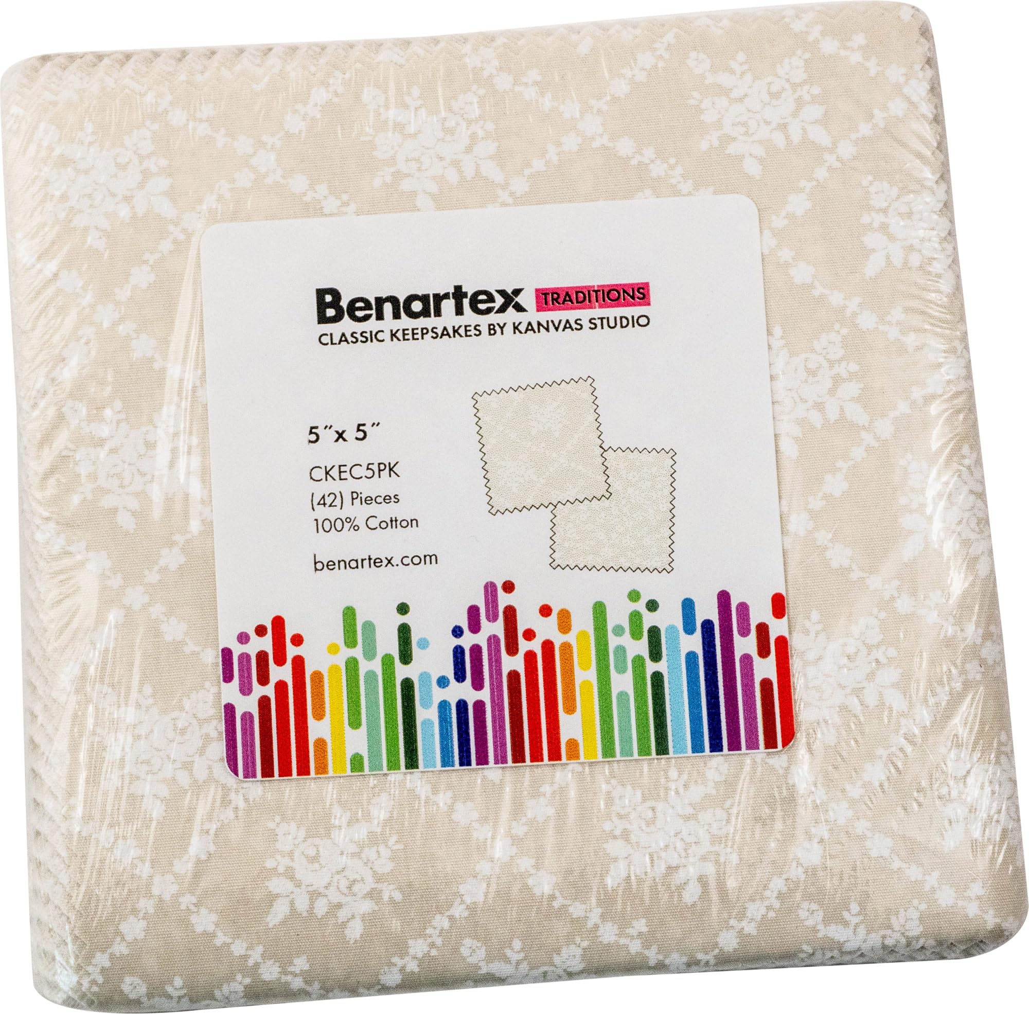 BenartexKanvas Studio Classic Keepsakes Ecru 5X5 Pack 42 5-inch Squares Charm Pack