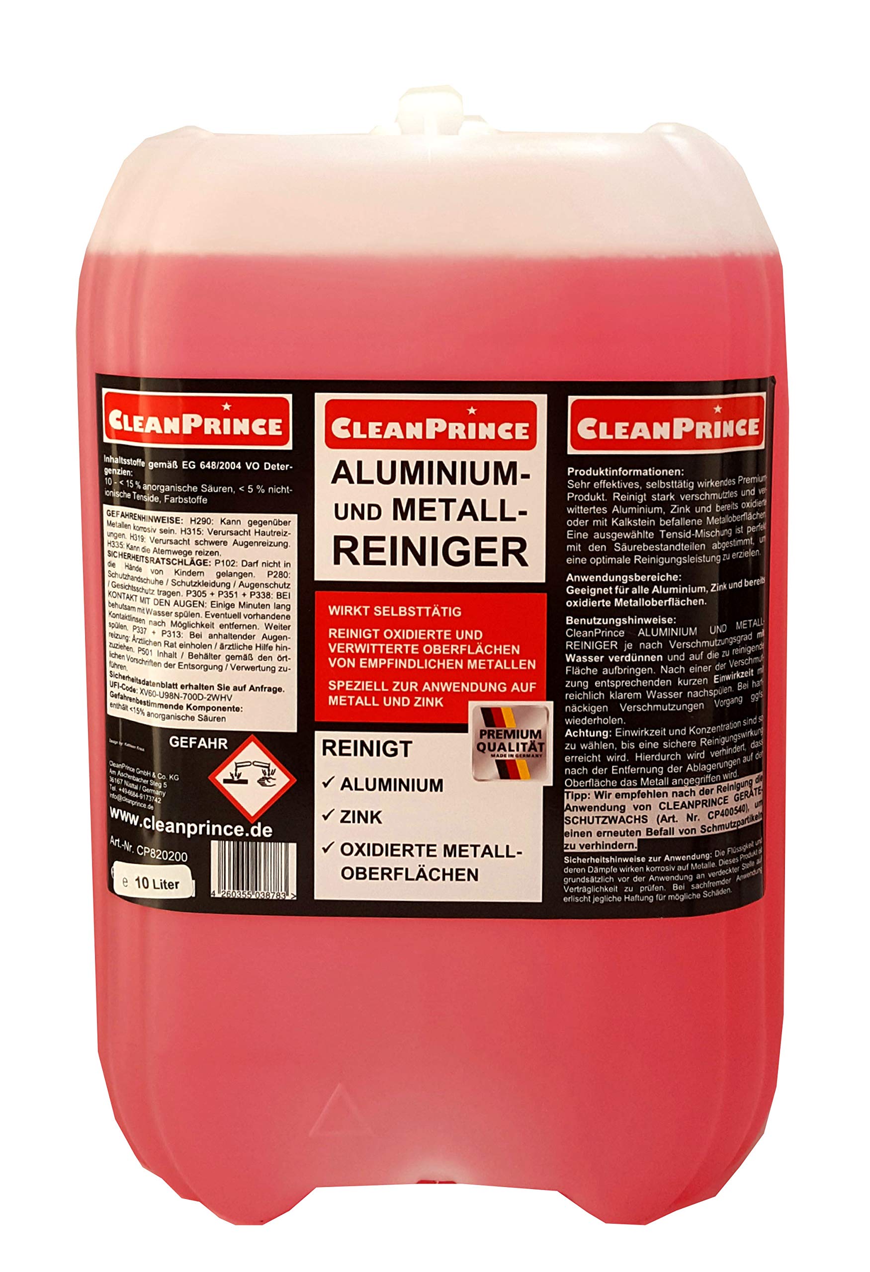 Środek do czyszczenia aluminium i metalu, 10 litrów, środek do czyszczenia powierzchni metalowych oksydowanych