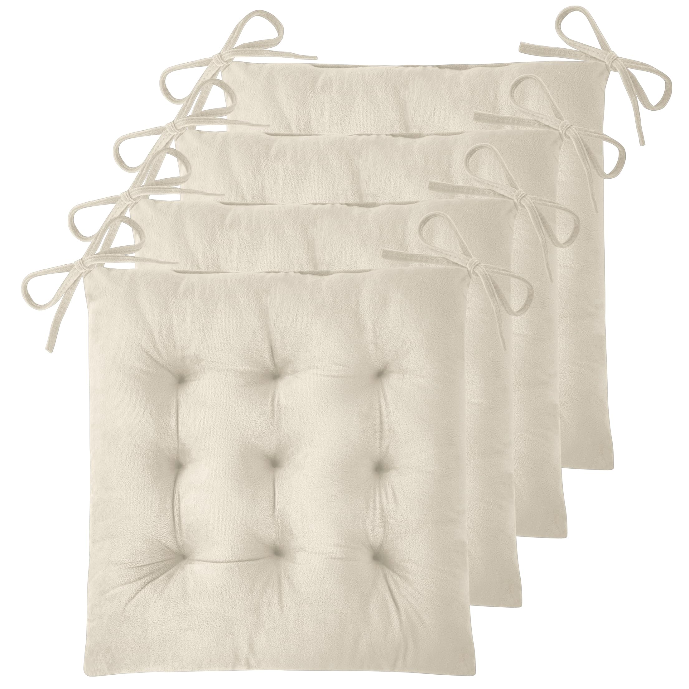 FlyGulls Seat Cushions for Dining Chairs Set of 4 39x39x6 cm Cream