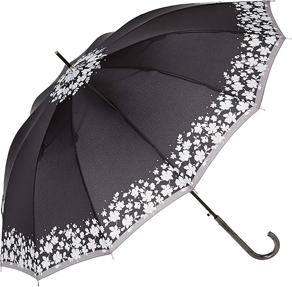 Amazon Co Jp ムーンバット Sweet Jasmil スイートジャスミン 婦人ジャンプ長傘 花シルエットプリント 12本骨仕様 レディース ブラック 日本 親骨の長さ 58 全長 約86 直径 約99 手元の長さ 約 ホーム キッチン