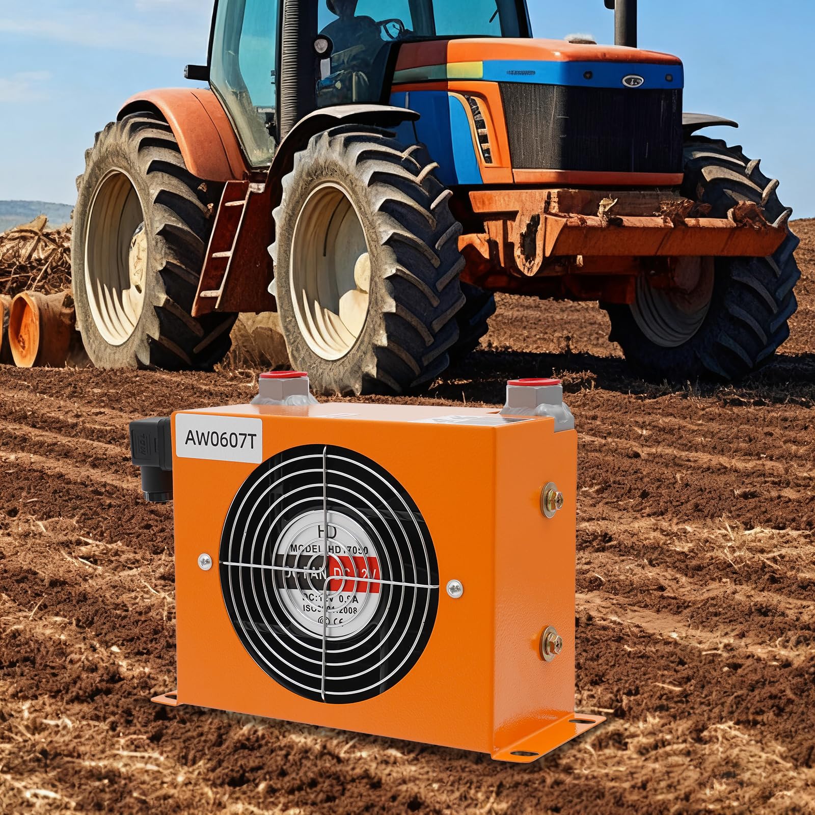 Refroidisseur d'air hydraulique 20 l - 12 V - Refroidisseur d'huile refroidi par air avec moteur en cuivre - Refroidisseur compact pour machines agricoles, pelleteuses industrielles - Facile à monter
