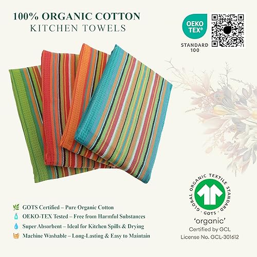 Miniatura 9 de DG Collections Toallas de cocina Salsa, 100% algodón, juego de 4 (16 x 28 pulgadas), esenciales de cocina multiusos, toallas de mano suaves y