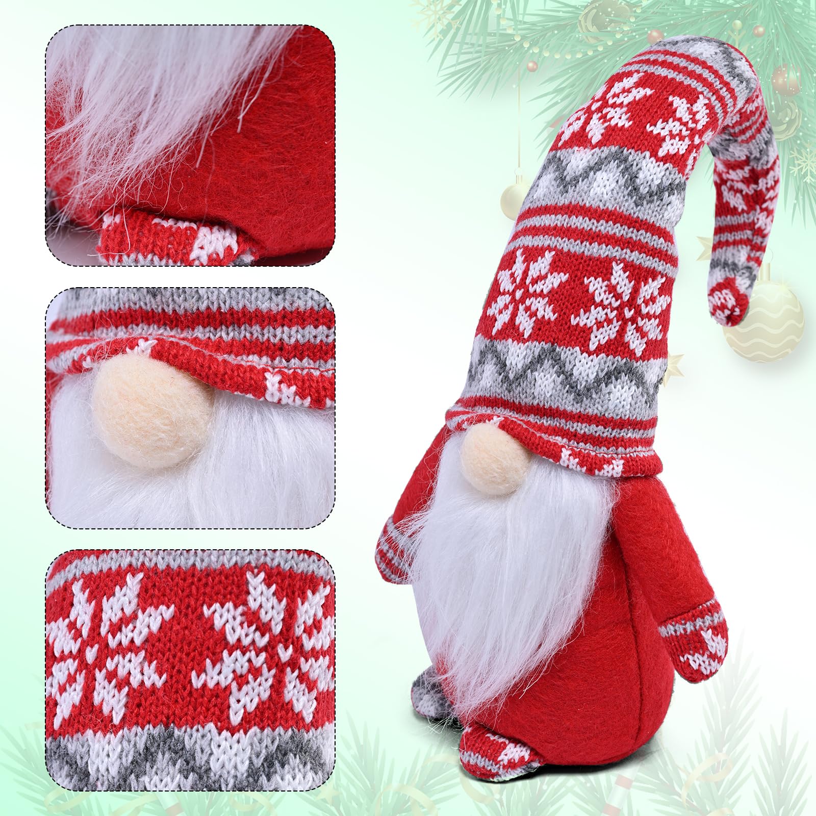 2 Gnomi Di Natale Con Cappello Lungo - Bambole Senza Volto In Feltro - Decorazione Fatta A Mano Per Casa E Regali