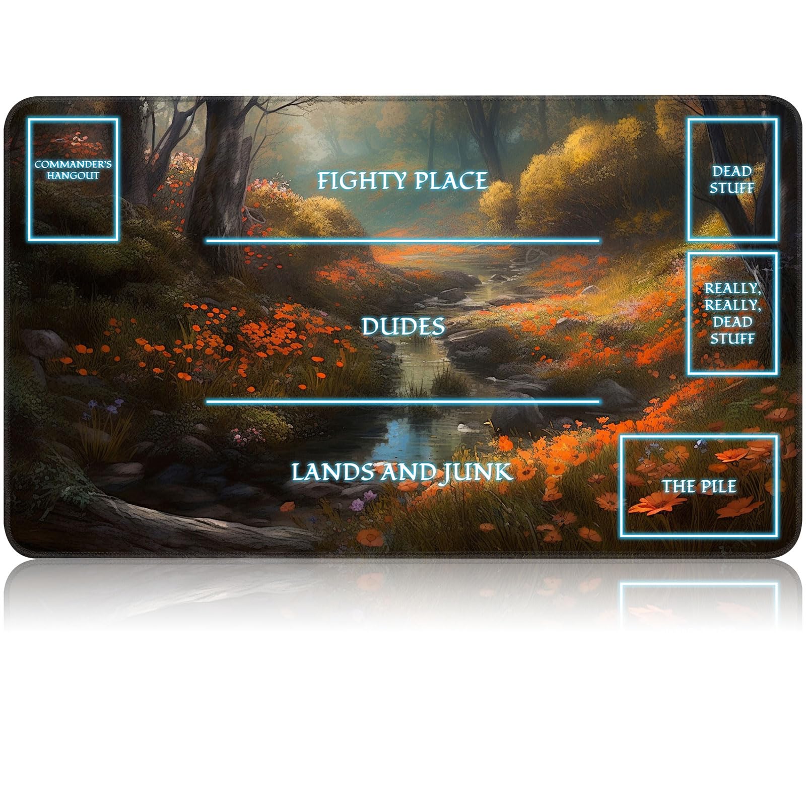 for MTG Game Playmat, for Magic TCG Rubber Play mat,Tabletop Card Playmats with Smooth Surface,Trading Card Inked Game Mat with White Zones,Battle Game,Unmanned Forest