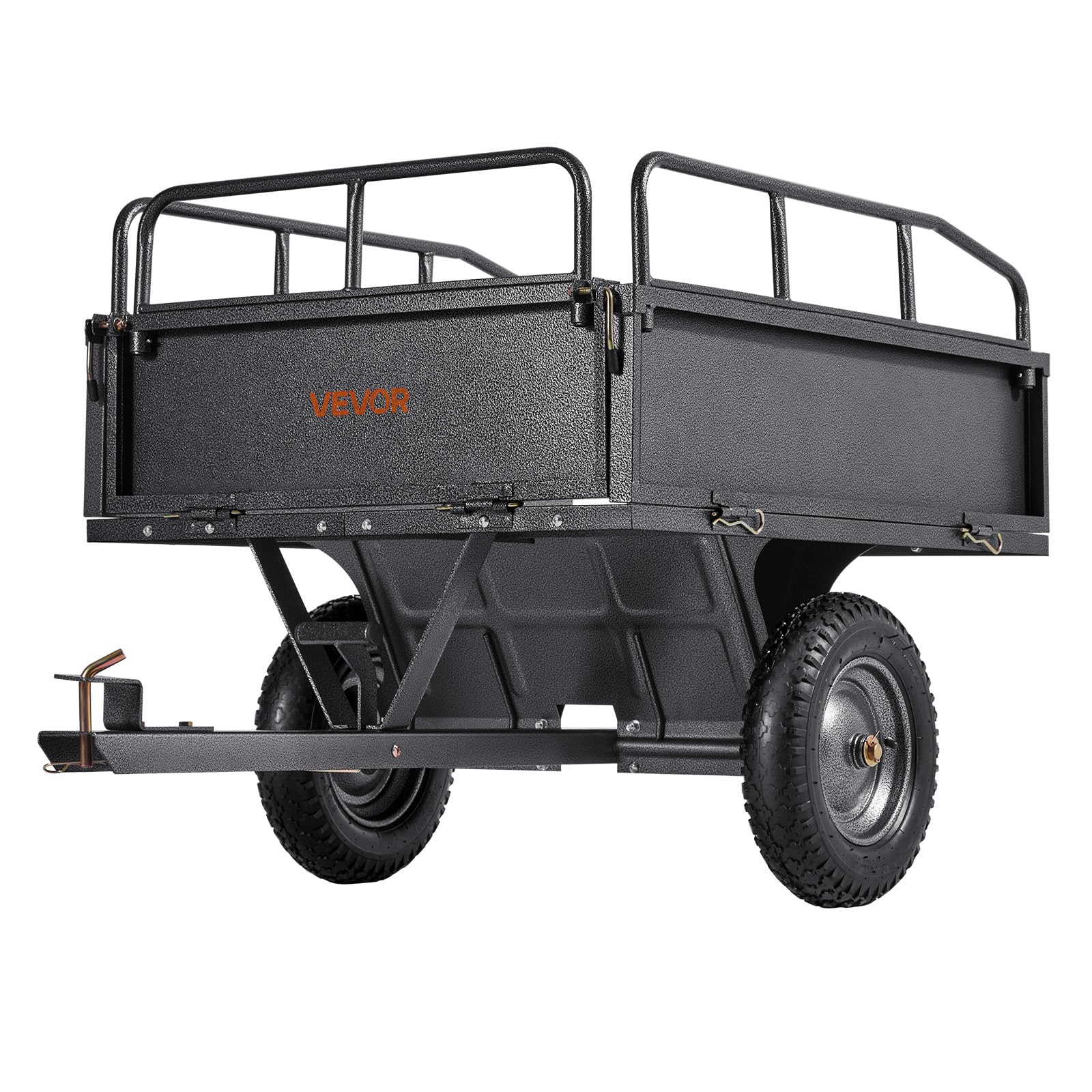 VEVOR Remorque à Benne Basculante, 283 L, Remorque de Tracteur Tondeuse à Gazon de Jardin en Acier, Capacité de Charge 226,8 kg, avec Pneus 35,56 cm, Chariot de Transport à Déversement pour VTT, UTV