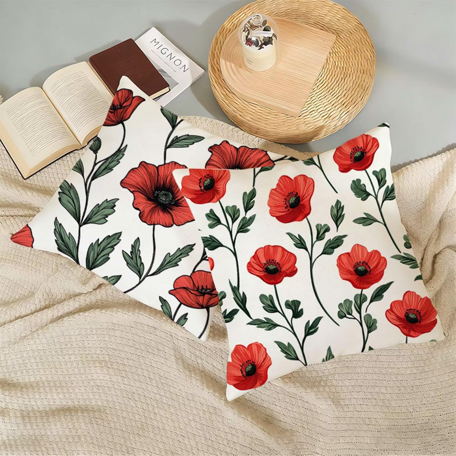 Juego de 2 Funda Cojin 80x80cm Color Sólido,Cuadrada Impermeable Fundas Cojines Rural Lino Impresión a Doble Cara con Cremallera Oculta,Apto Todas las Estaciones Funda Almohada para Sofá o Salón X-321