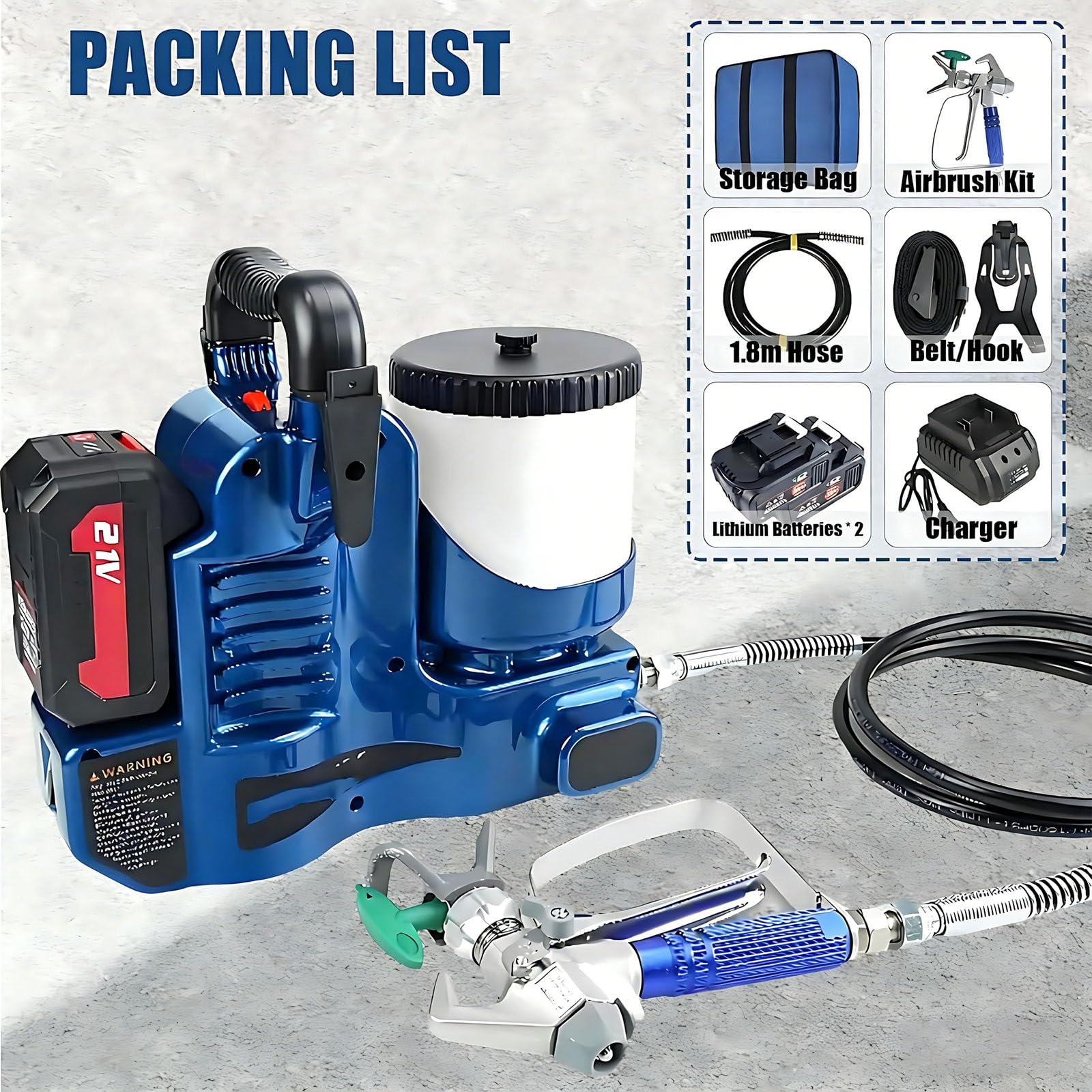 Pistola Airless Professionale 500w,6 Velocità Regolabili, Serbatoio Da 1,2 L,Spruzzatore Di Vernice Da 1,1 L/Min, Utilizzato per Mobili