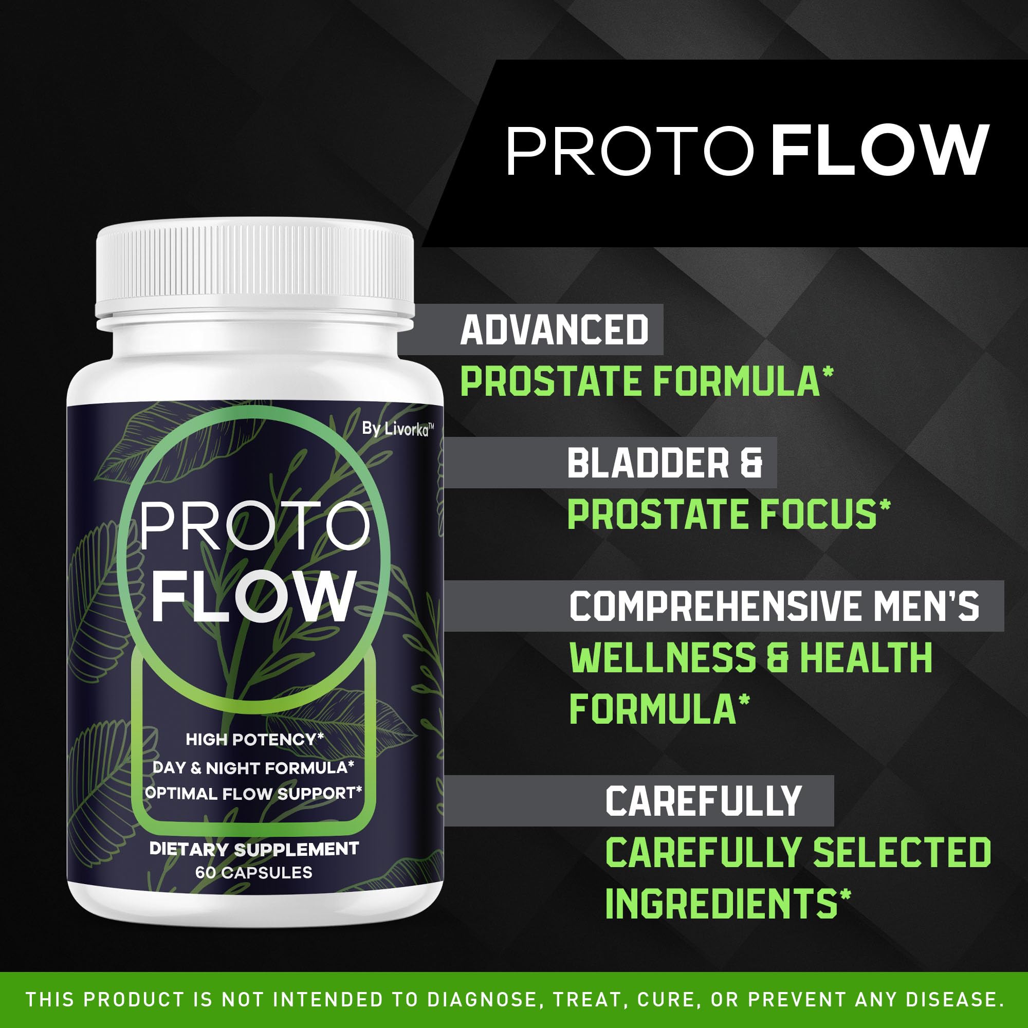 LIVORKA (5 Pack) Proto Flow - Proto Flow Support, ProtoFlow, ProtoFlow Reviews, ProtoFlow Formula, Proto Flow Male Capsules, Proto Flow Supplement for Men, Proto Flow Pills, 300 Capsules for 5 Months