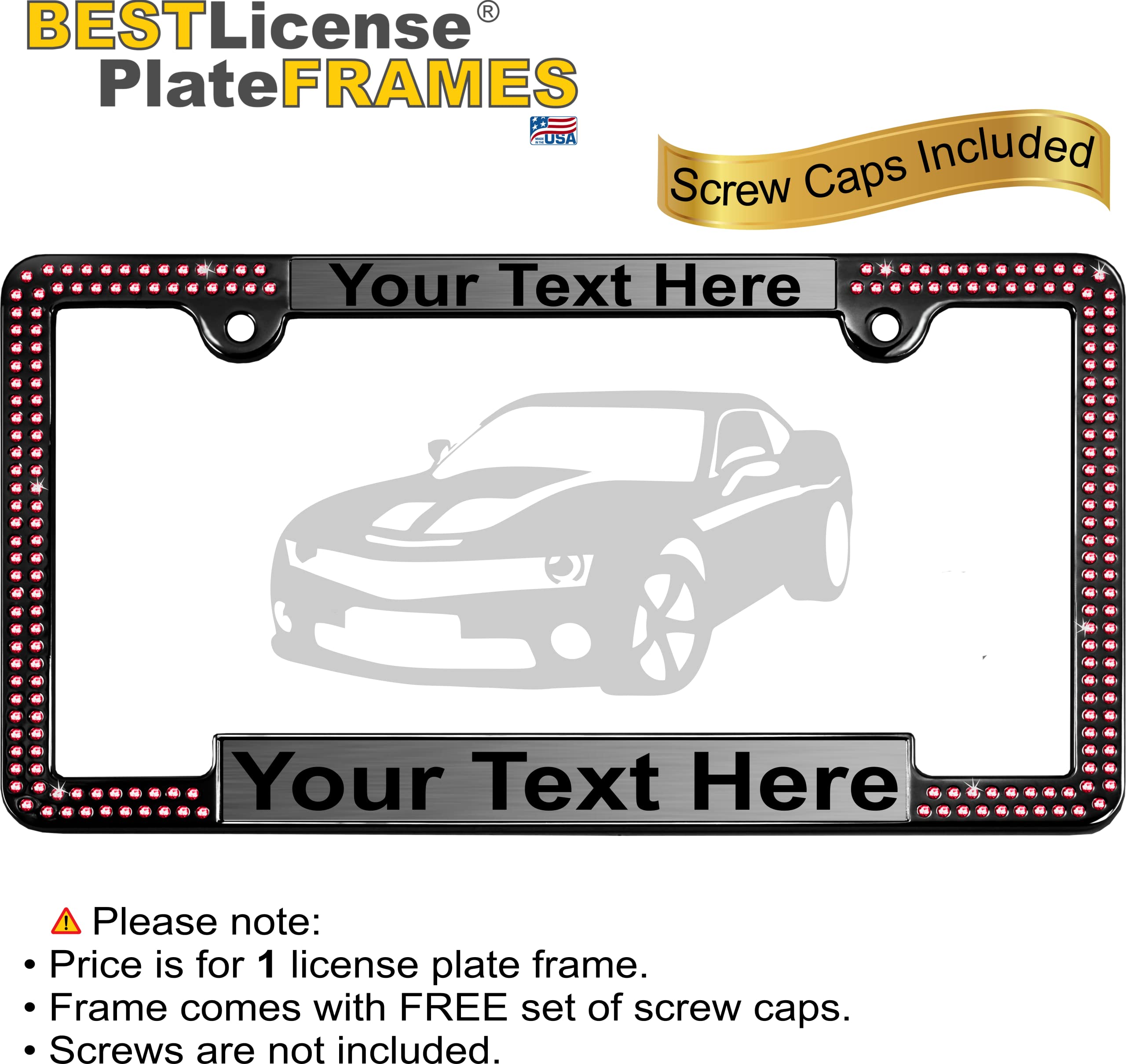 Crystals - Custom Personalized Black Metal Car License Plate Frame with Pink Cr - Picture 62 of 132
