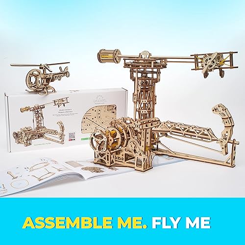 Miniatura 5 de UGEARS Rompecabezas 3D para adultos, modelos mecánicos aviador, rompecabezas de madera, rompecabezas de cerebro, idea de regalo perfecto,