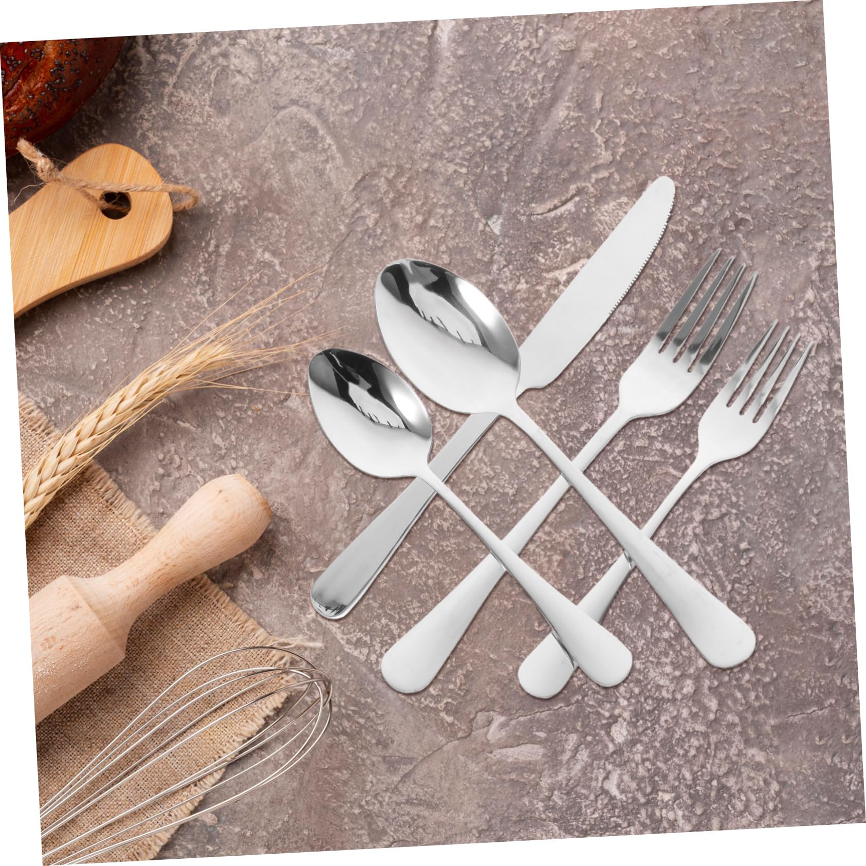 OUNONA 20pièces Couverts Style Moderne Avec Fourchettes Cuillères Et Couteaux Pour Cuisine Les Restaurants Dîners