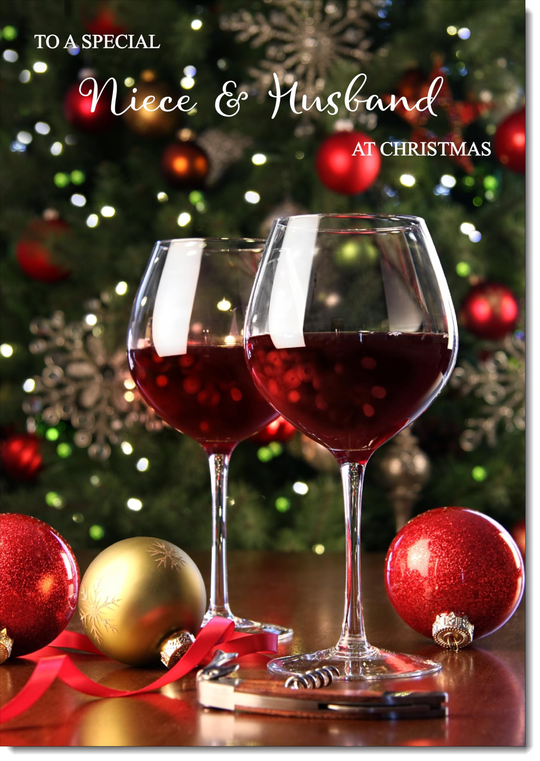 doodlecards Niece and Husband Christmas Card Red Wine Large A4 Size Christmas Card for Niece & Husband with Plain Envelope — image 1