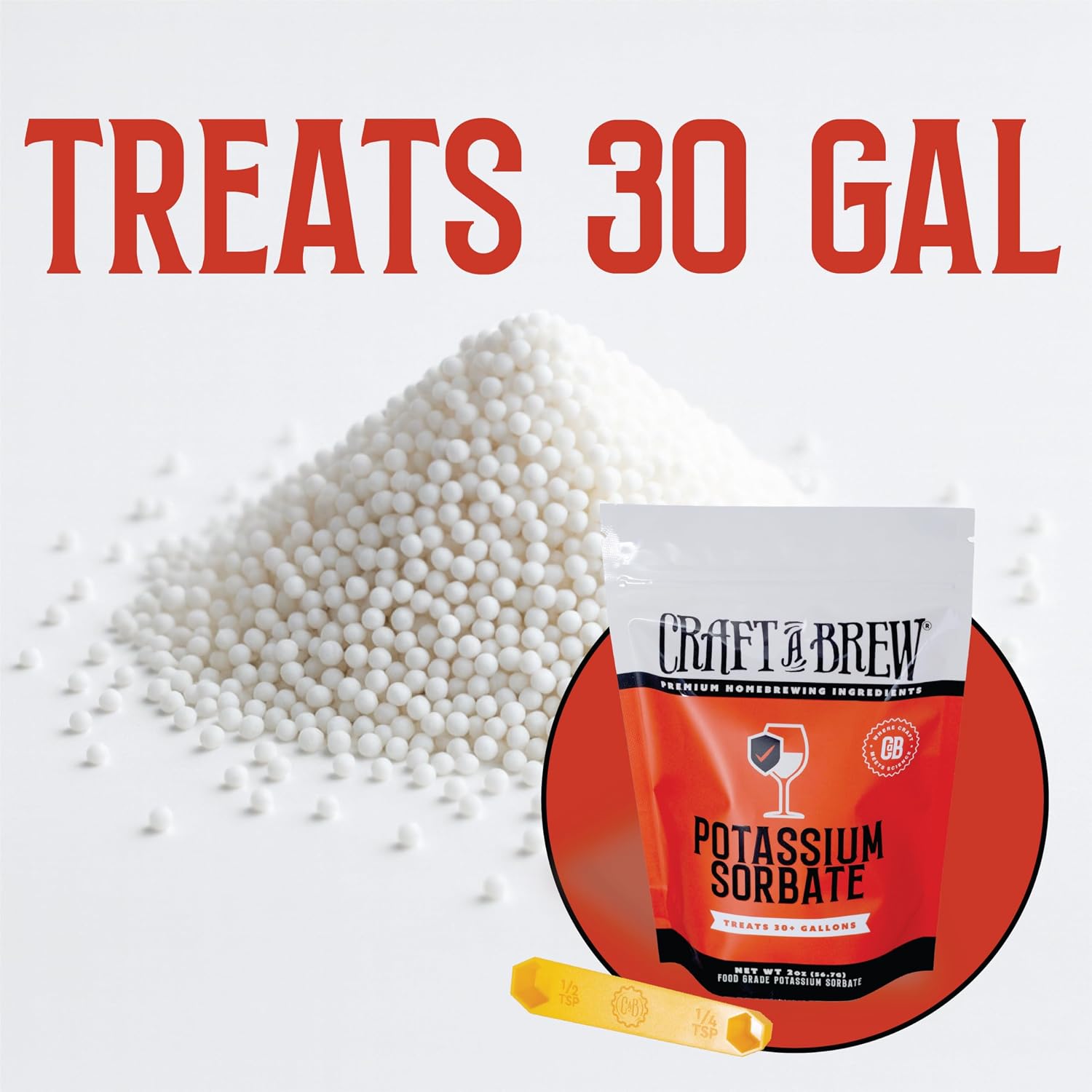 Craft A Brew - Potassium Sorbate - 2oz - Food Grade Stabilizer for Wine, Cider, Mead - Backsweetening - Ingredients for Home Brewing - Mead & Wine Making Supplies - Yields 20+ Gallons