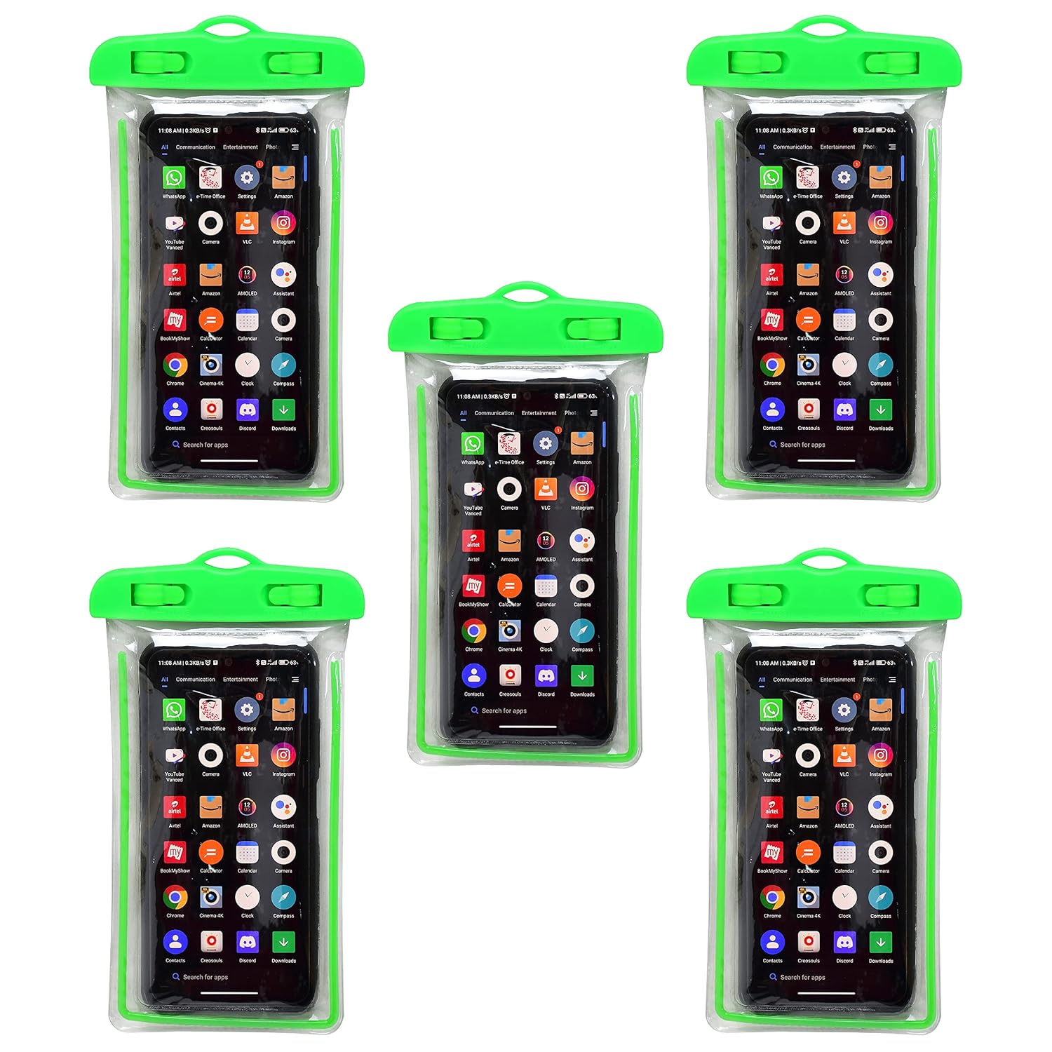 Oblivion Waterproof Mobile Pouch 5 Pc – Multicolor Universal Phone Cover, Underwater Case with Secure Lock, Waist Bag for Swimming, Rain, Camping, Beach, Compatible with All Smartphones Oblivion Waterproof Mobile Pouch 5 Pc – Multicolor Universal Phone Cover, Underwater Case with Secure Lock, Waist Bag for Swimming, Rain, Camping, Beach, Compatible with All Smartphones