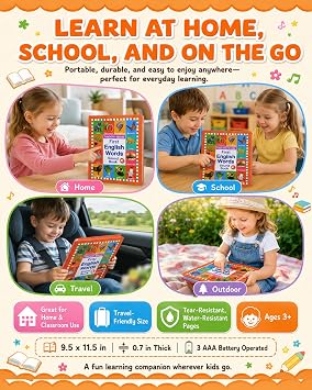 English Learning Sound Book for Kids 470+ Words, 21 Themes with American Accent | Interactive Phonics & Vocabulary Learning Toy for Toddlers Ages 3-6 | Educational Gift for Preschoolers(3-6Y)