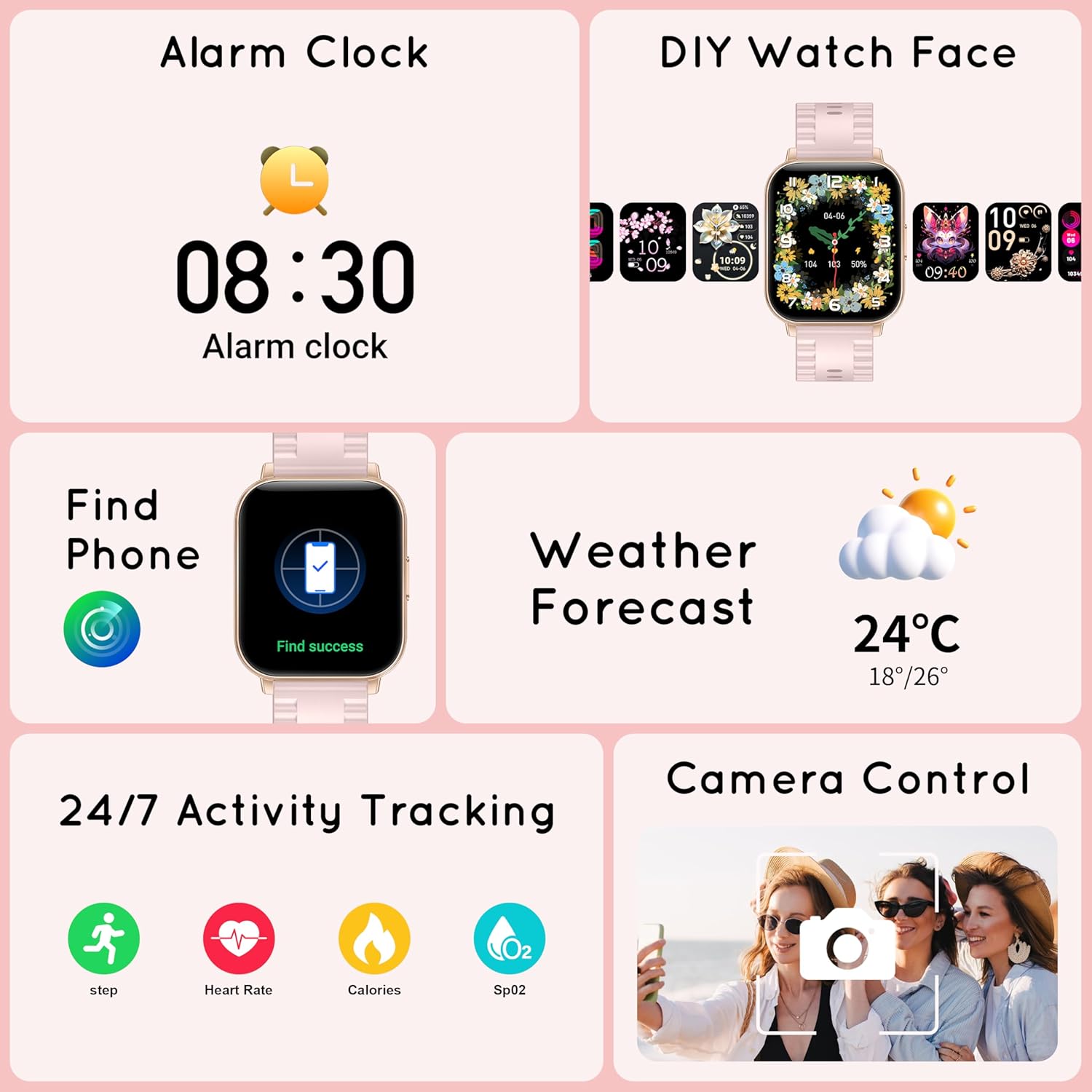 Smart Watch for Women Men, 1.85" HD 30-Day Long Battery Smartwatch, Compatible Android iOS Phones with Fitness Tracker/Heart Rate/Sleep Monitor/120+ Sports Modes IP68 Waterproof, 1000 mAh Gold