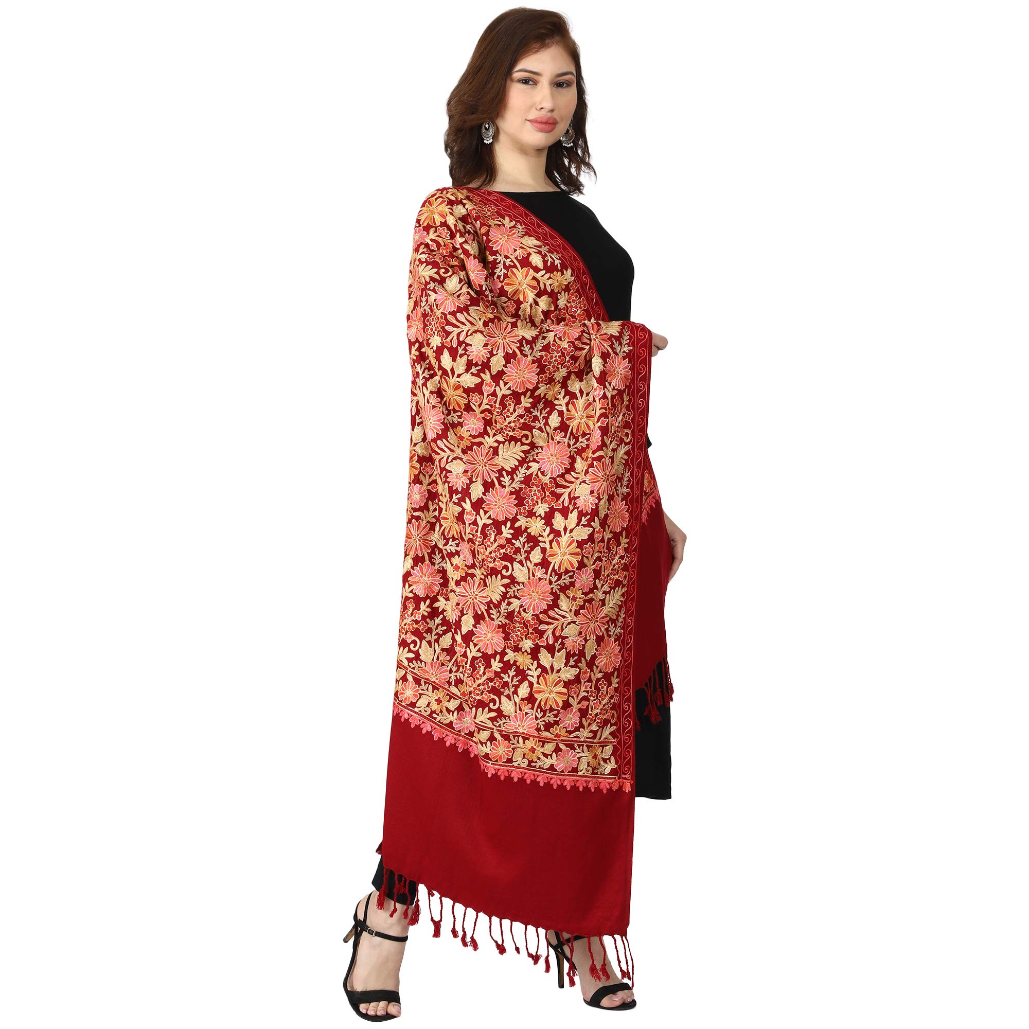 SWI WITH LABELWomen's Kashmiri Aari Embroidered Wool Stole