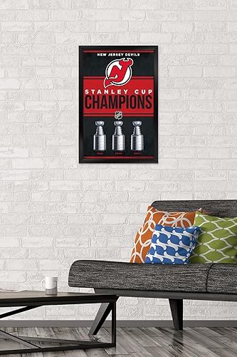 Miniatura 2 de Trends International NHL New Jersey Devils - Póster de pared de Champions 23, 14.72 x 22.37 pulgadas, versión enmarcada en negro