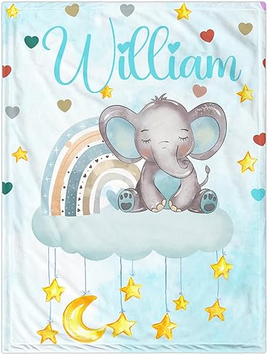 Miniatura 129 de Manta de bebé personalizada para niños, manta de bebé personalizada con nombre súper suave para niños, mantas de elefante personalizadas para bebés