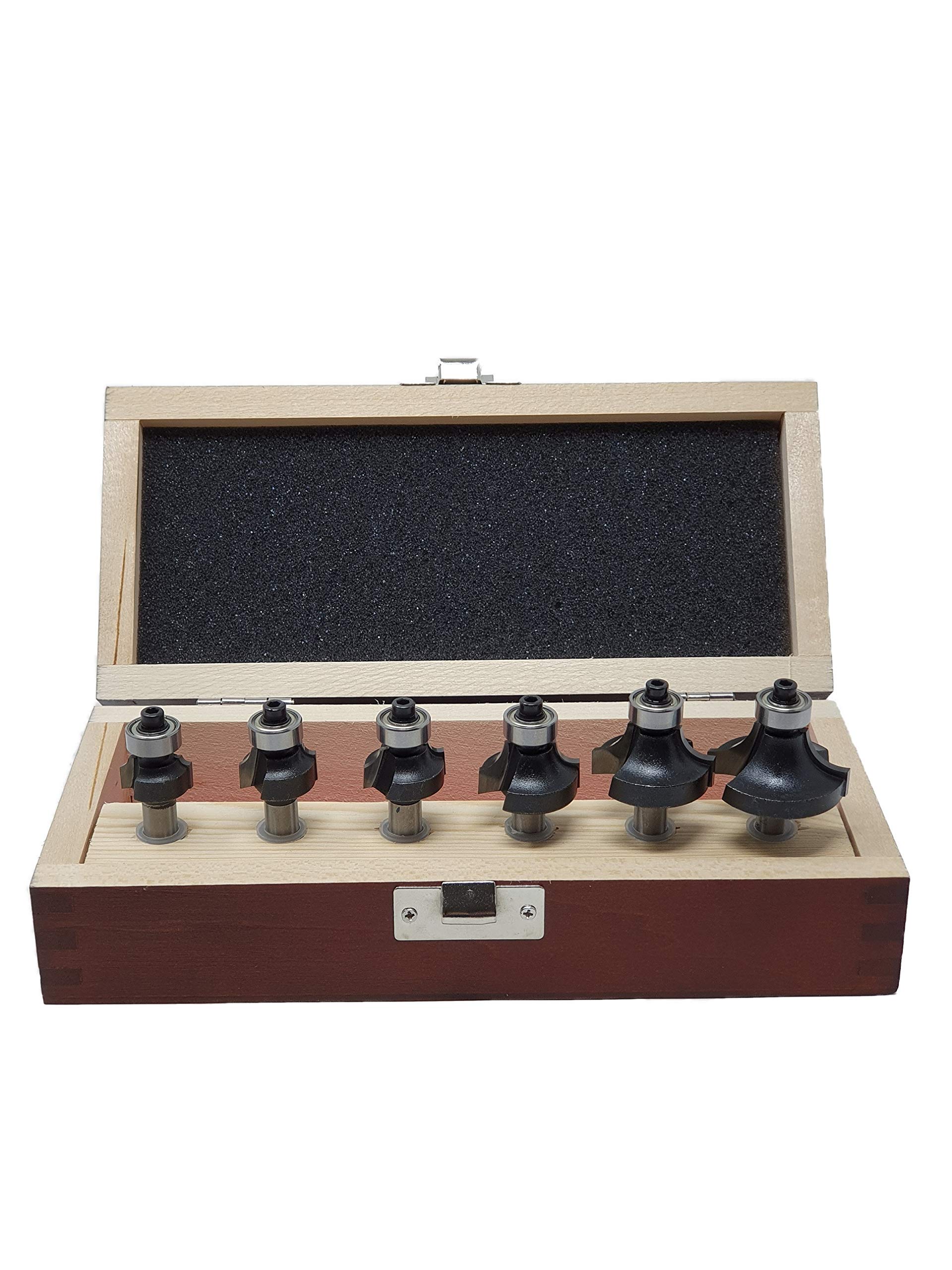 jjw-germany Lot de 6 fraises rondes HW HM dans coffret en bois R2/R3/R4/R6/R8 et rayon 10 mm