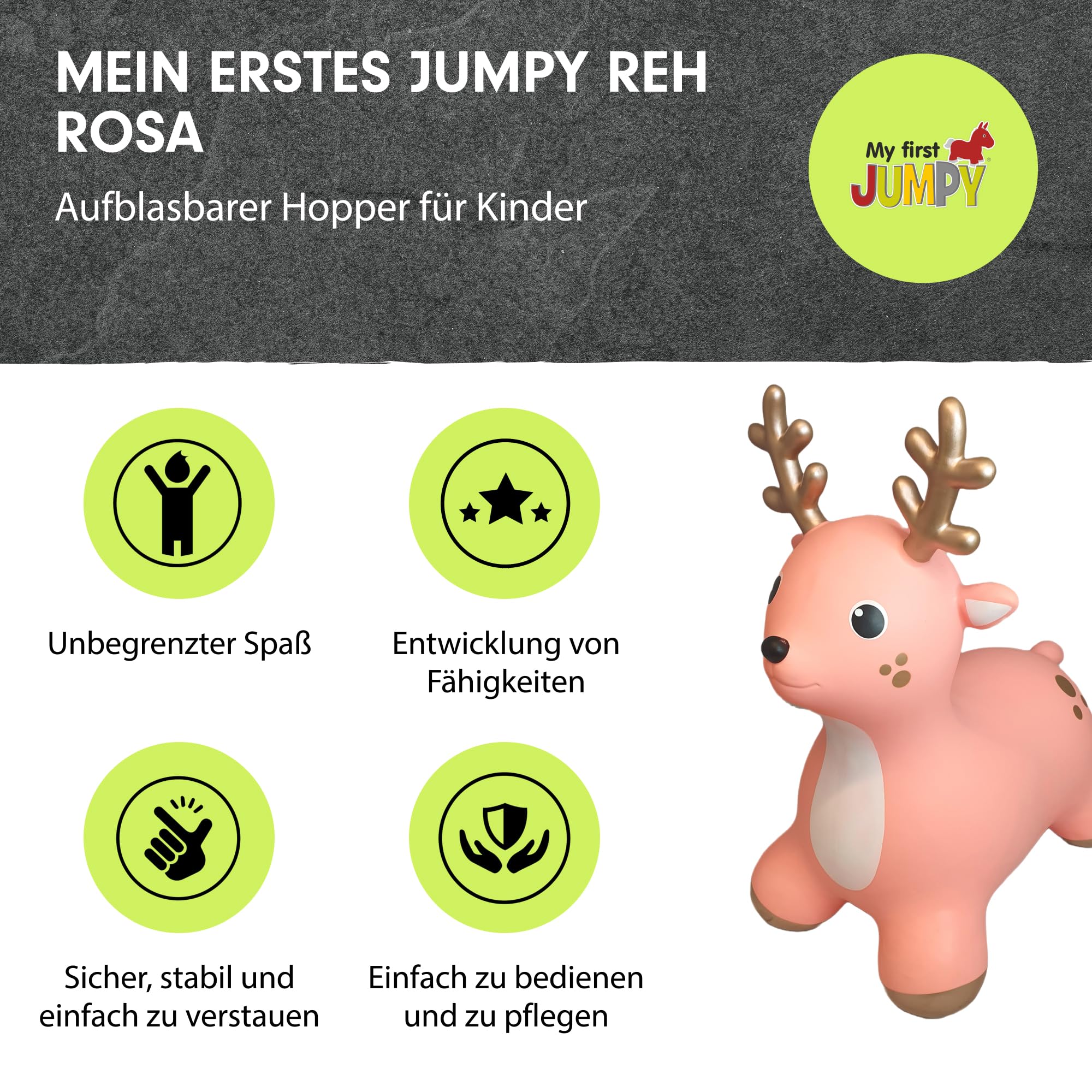 Hüpftier GO69359 Hüpfball, rosa, ca 55 cm