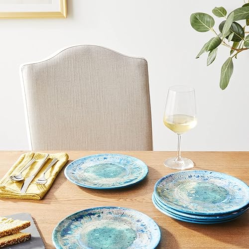 Miniatura 4 de Radiance - Juego de 6 platos de ensalada verde azulado de 8.5 pulgadas con aspecto de cerámica esmaltada, vajilla duradera y ligera sin BPA para