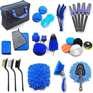 27Pcs Car Wheel Tire Detailing Brush Set,Short Handle Tire Brush,Auto Detailing Drill Brush Set.Car Detailing BrushesCar Cleaning Kit for Cleaning Wheels, Interior, Exterior, Dashboard, Air Vents