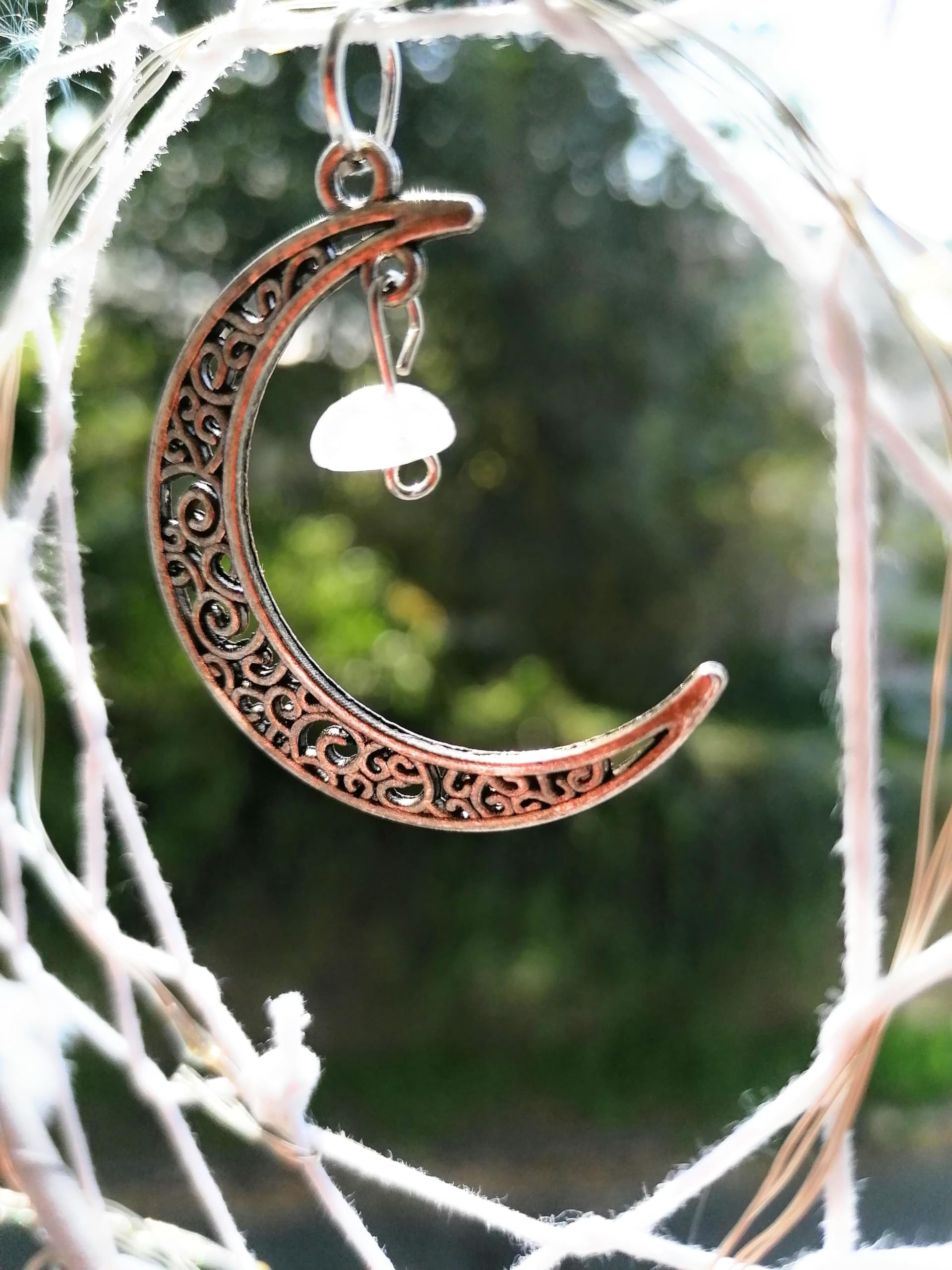 Sparklesphere, Dream Saver, Grey with Crescent Moon, Feather Wall Hanging Decoration - Image 2