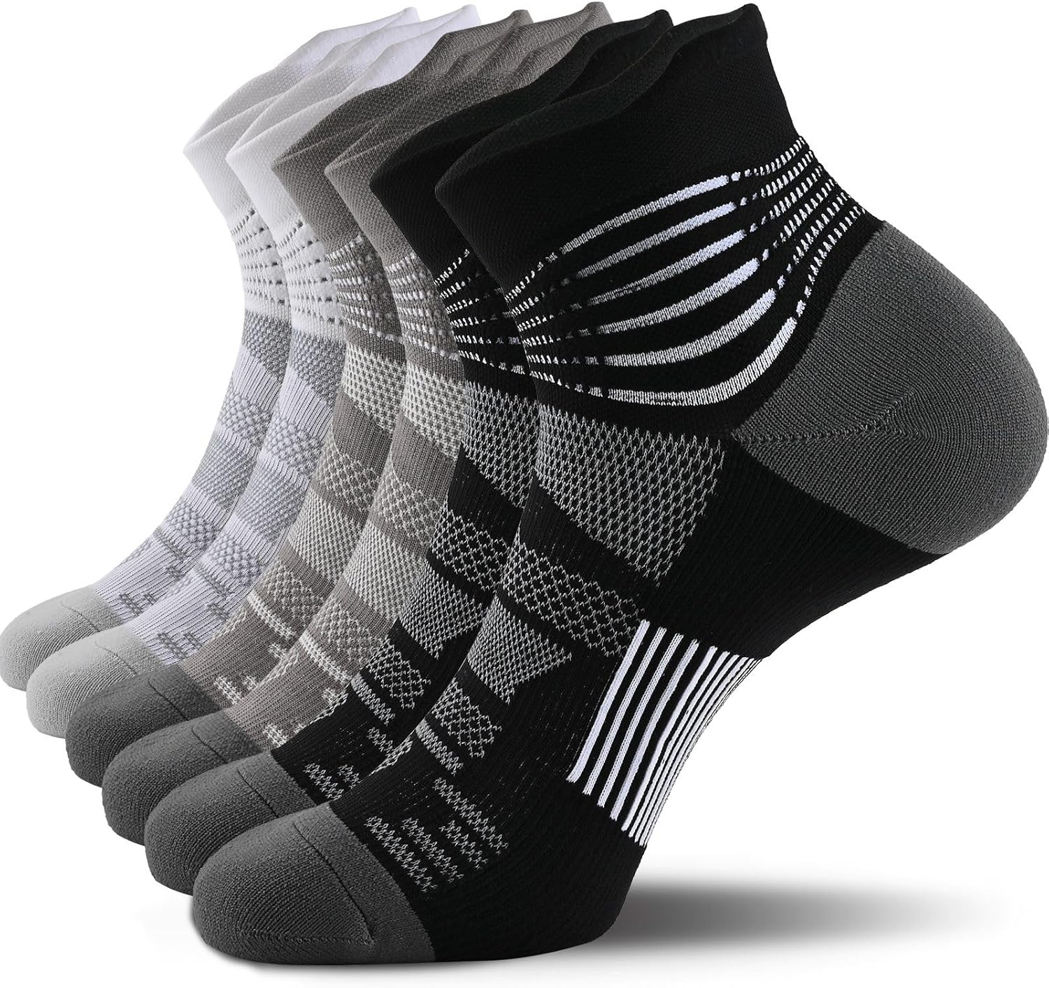 IRAMY Compression Ankle Support Socks Coolmax Wicking Cushioned Athletic Plantar Fasciitis Relief Men Women 2/3/4 Pairs