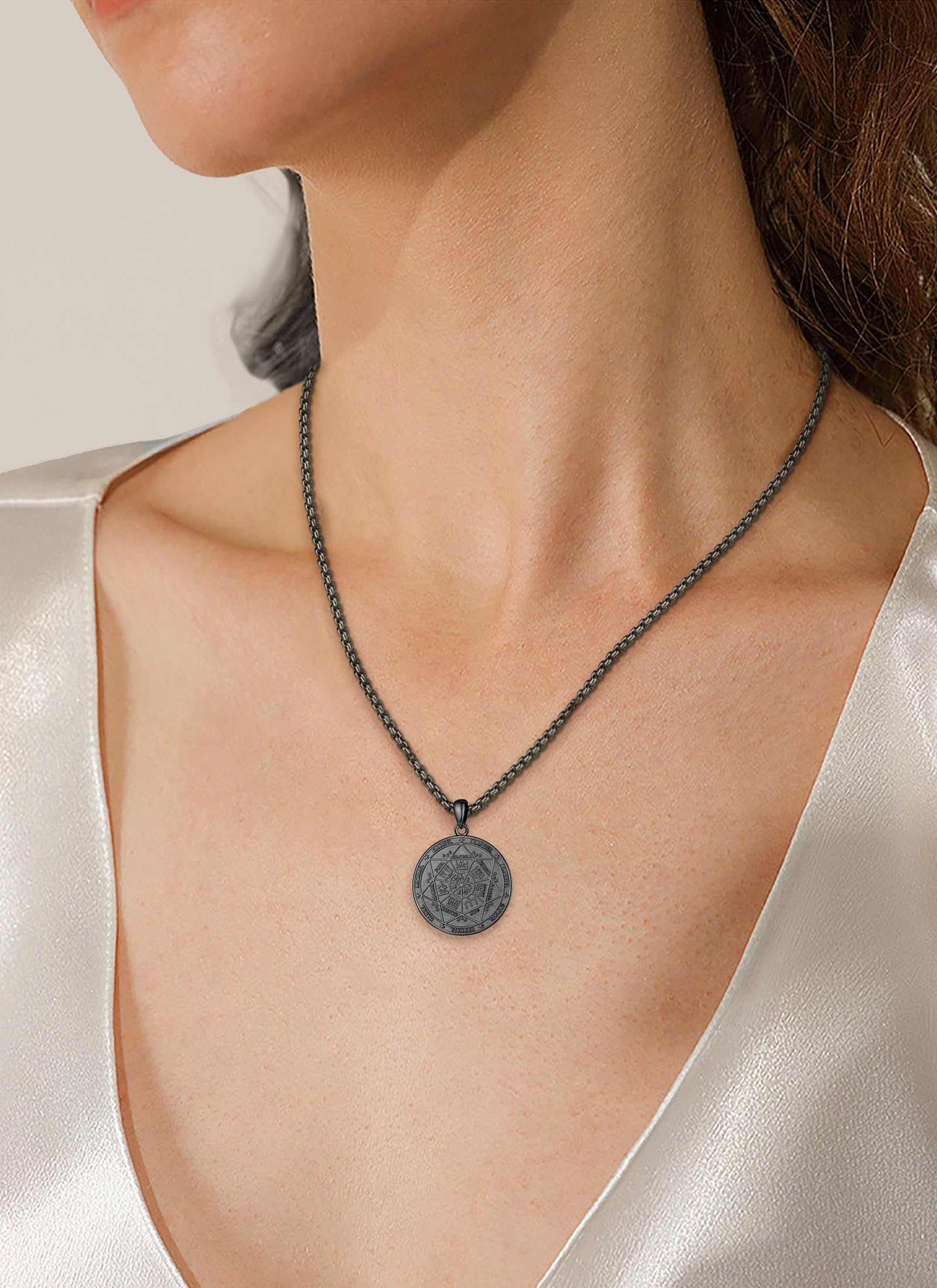 CELESTIA Sello Siete Arcangeles Collar San Miguel Arcangel Colgante Plata de ley 925 Joyería Regalos para Hombres Mujeres