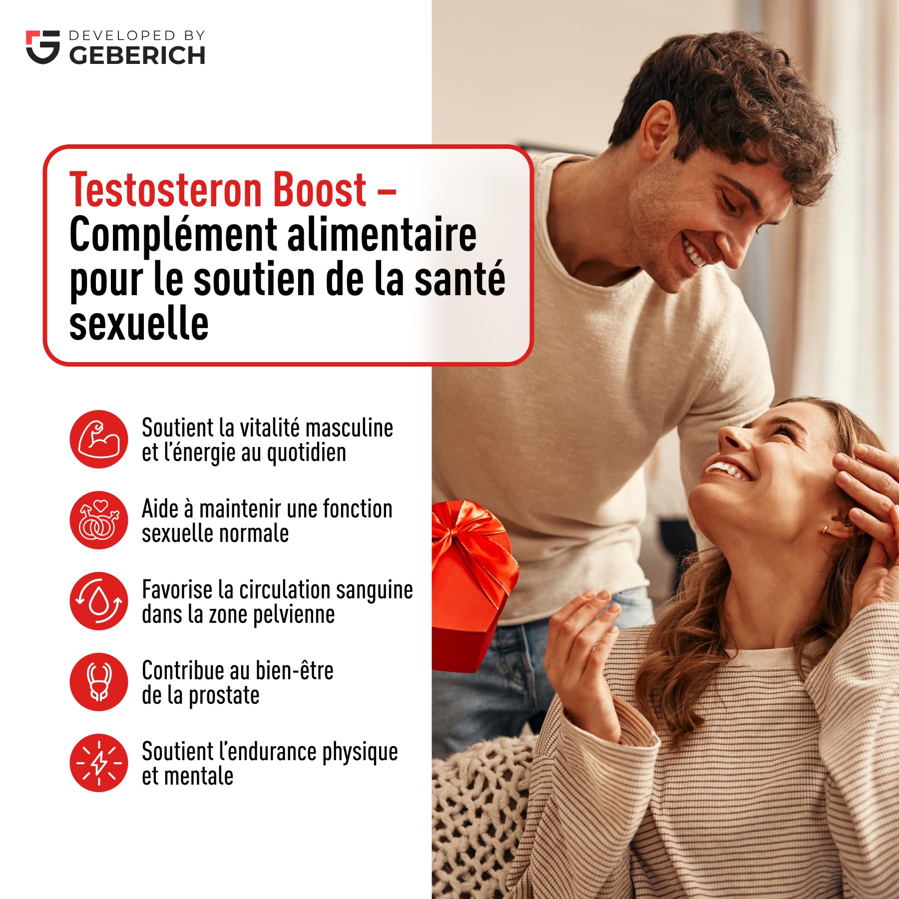 Gélules TESTOSTERON BOOST | Complément Alimentaire Pour Homme avec Maca, L-arginine, Ginseng, Serenoa Repens, Vitamine C, Vitamine B3, Vitamine E, Zinc et Sélénium | 30 gélules